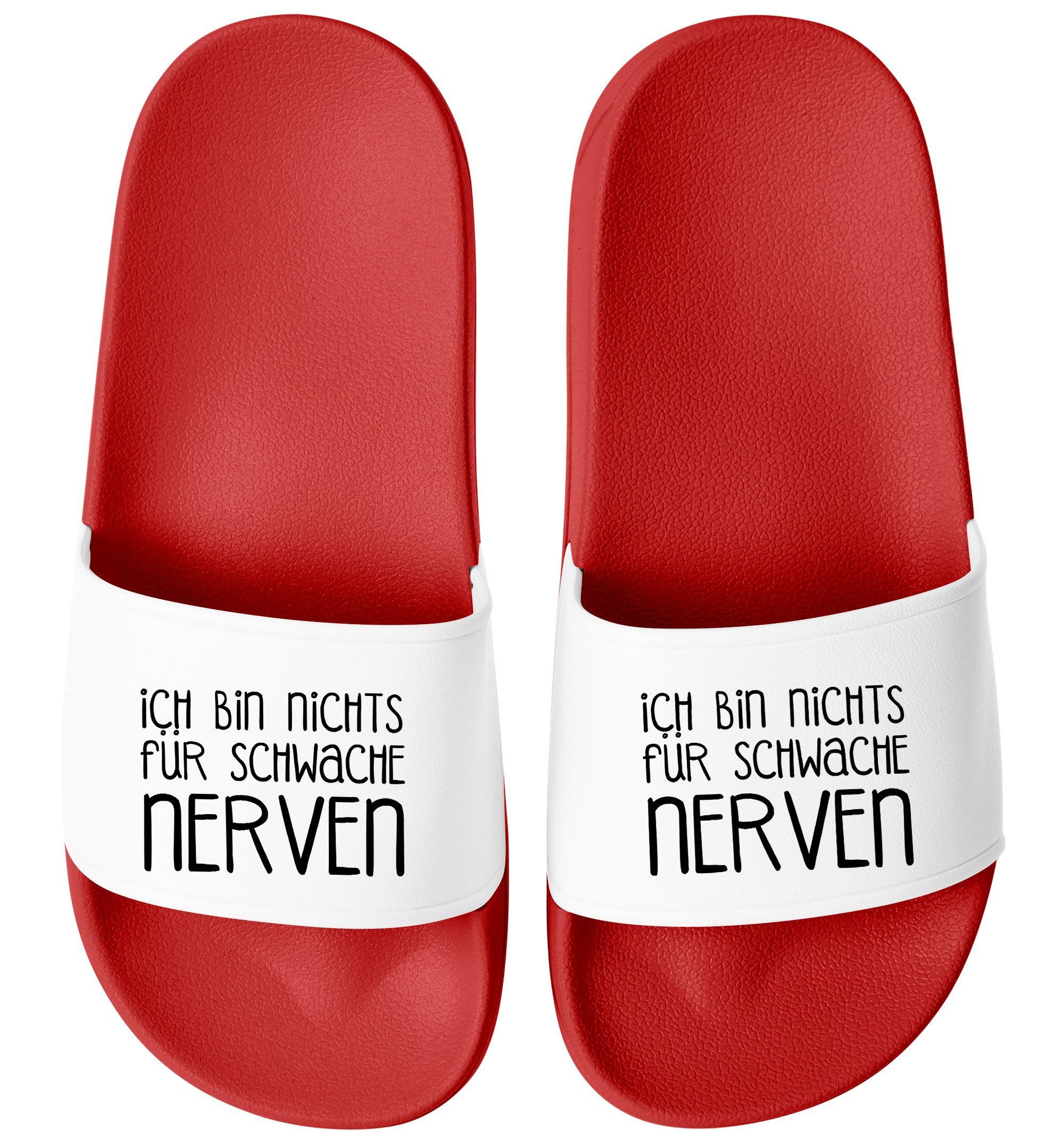 MoonWorks Badeschlappen mit Spruch Nichts für schwache Nerven Badelatschen günstig online kaufen