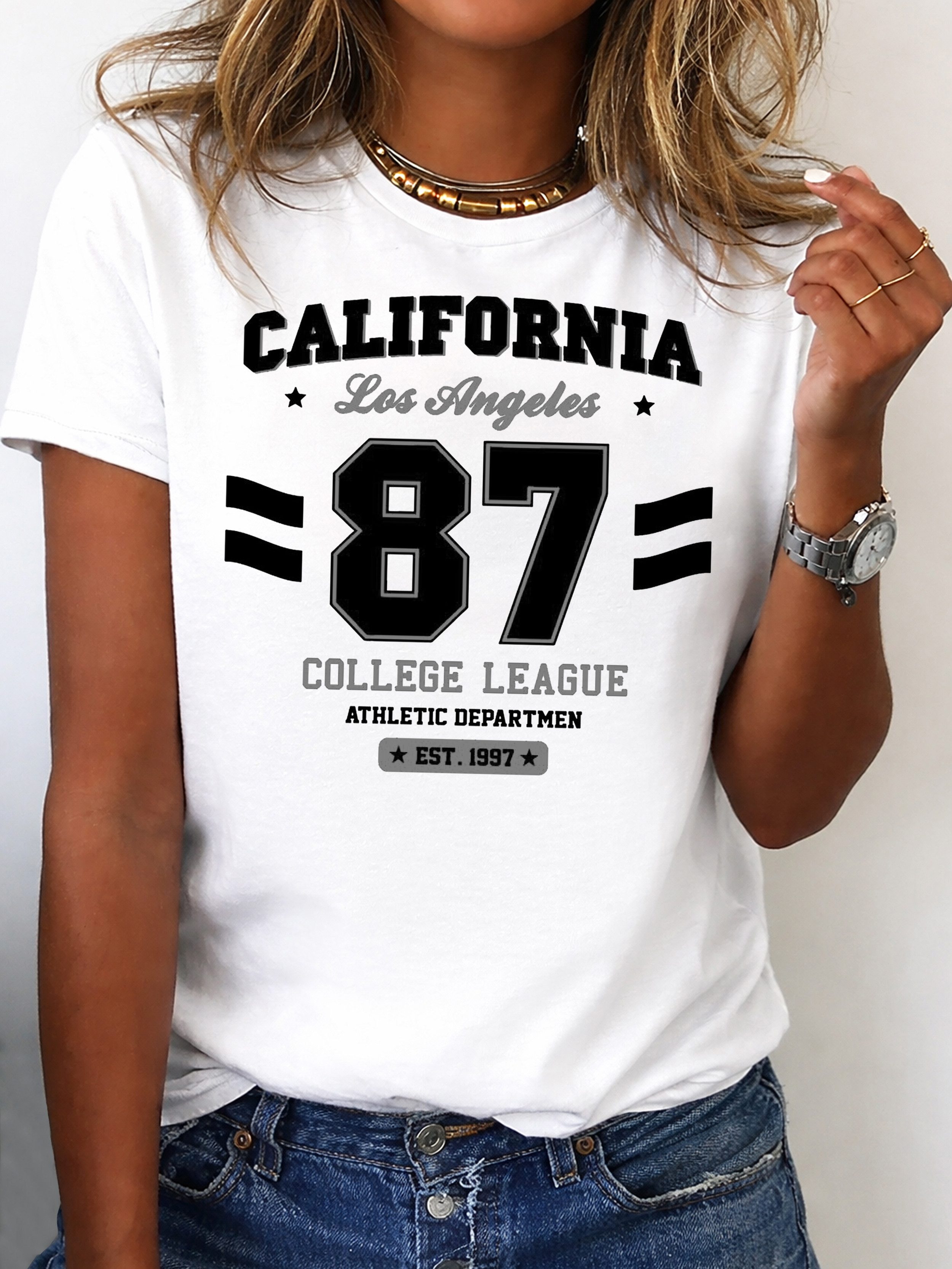 T-Shirt Damen Shirt Rundhals Basic "College"