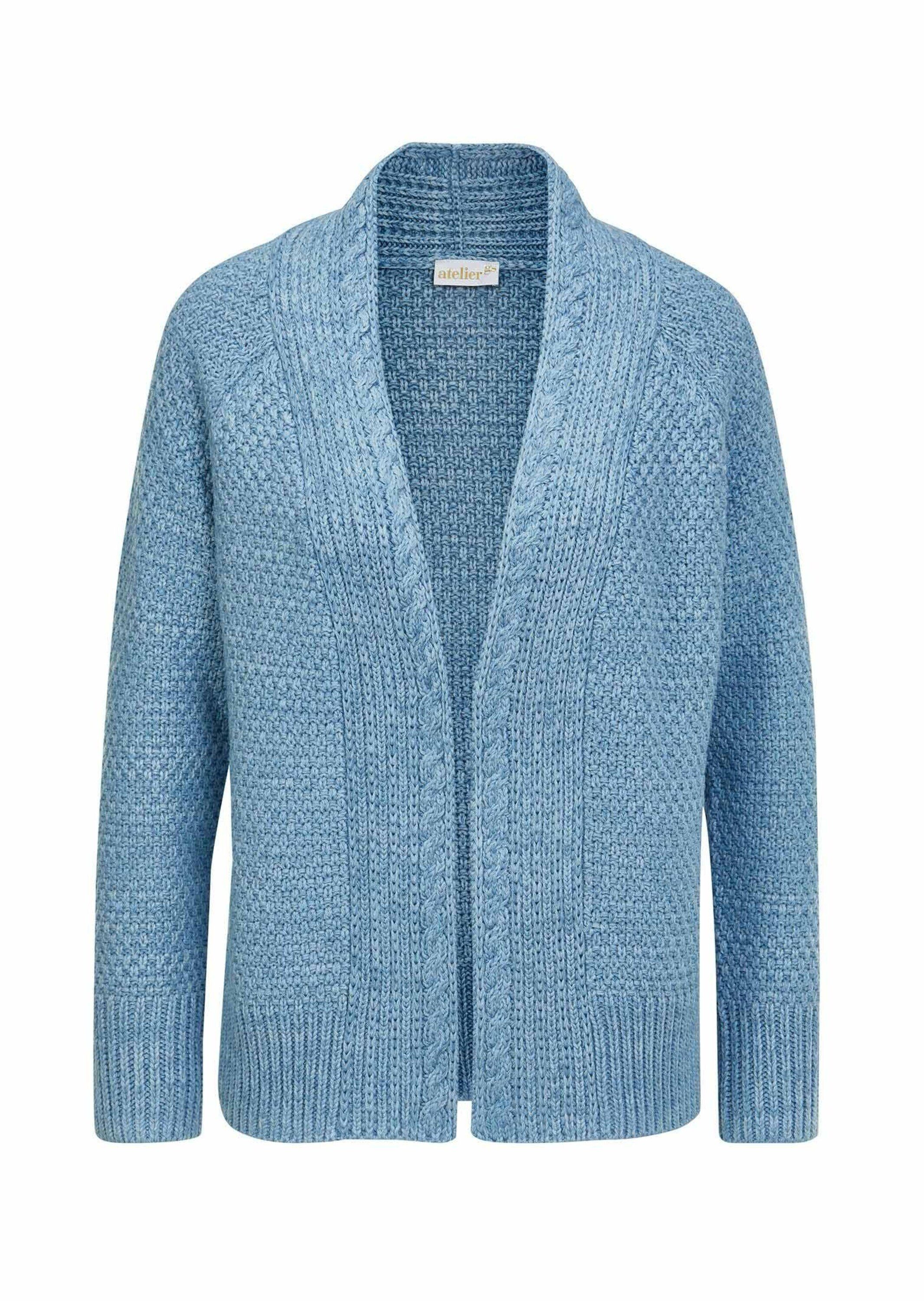 Strickjacke Elegante Grobstrickjacke, Zopfmuster