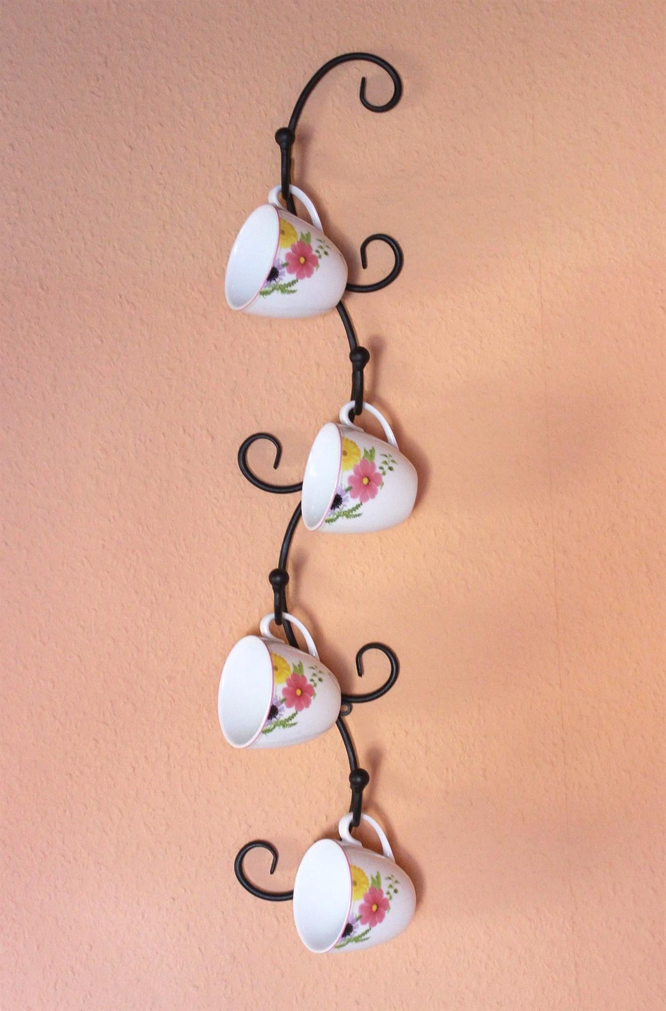 DanDiBo Gläserhalter Tassenhalter Wand Schwarz Metall 68 cm Olivia Tassenhaken Küche – Bild 5 von 5