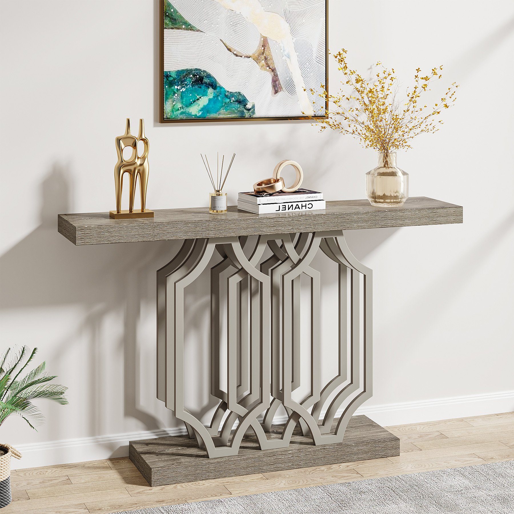 geometrischen Flur Eingang Tisch mit Metallbeinen Konsolentisch, Tribesigns Konsolentisch