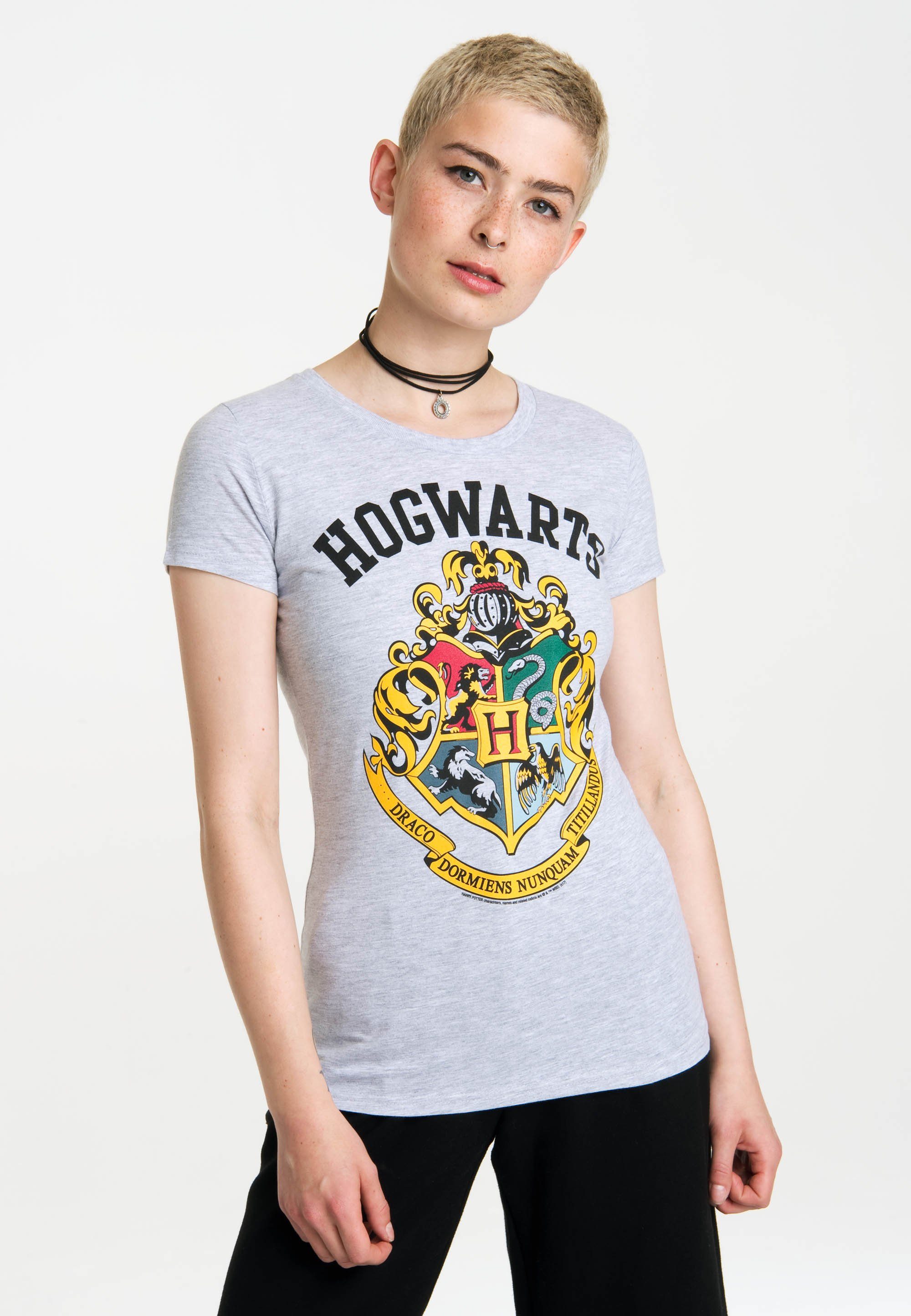 LOGOSHIRT T-Shirt Hogwarts Logo mit coolem Print