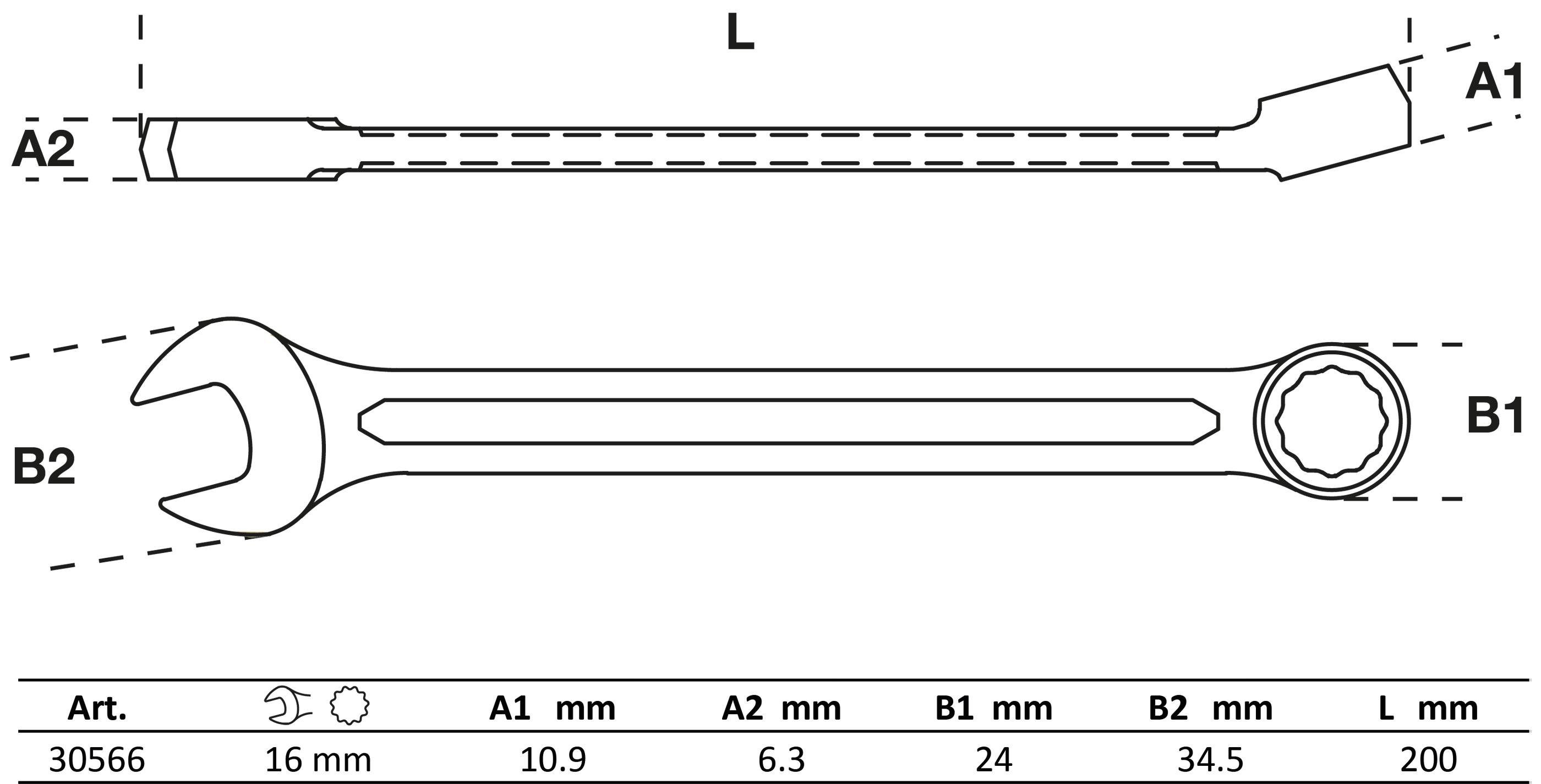 BGS technic Maulschlüssel Maul-Ringschlüssel, SW mm 16