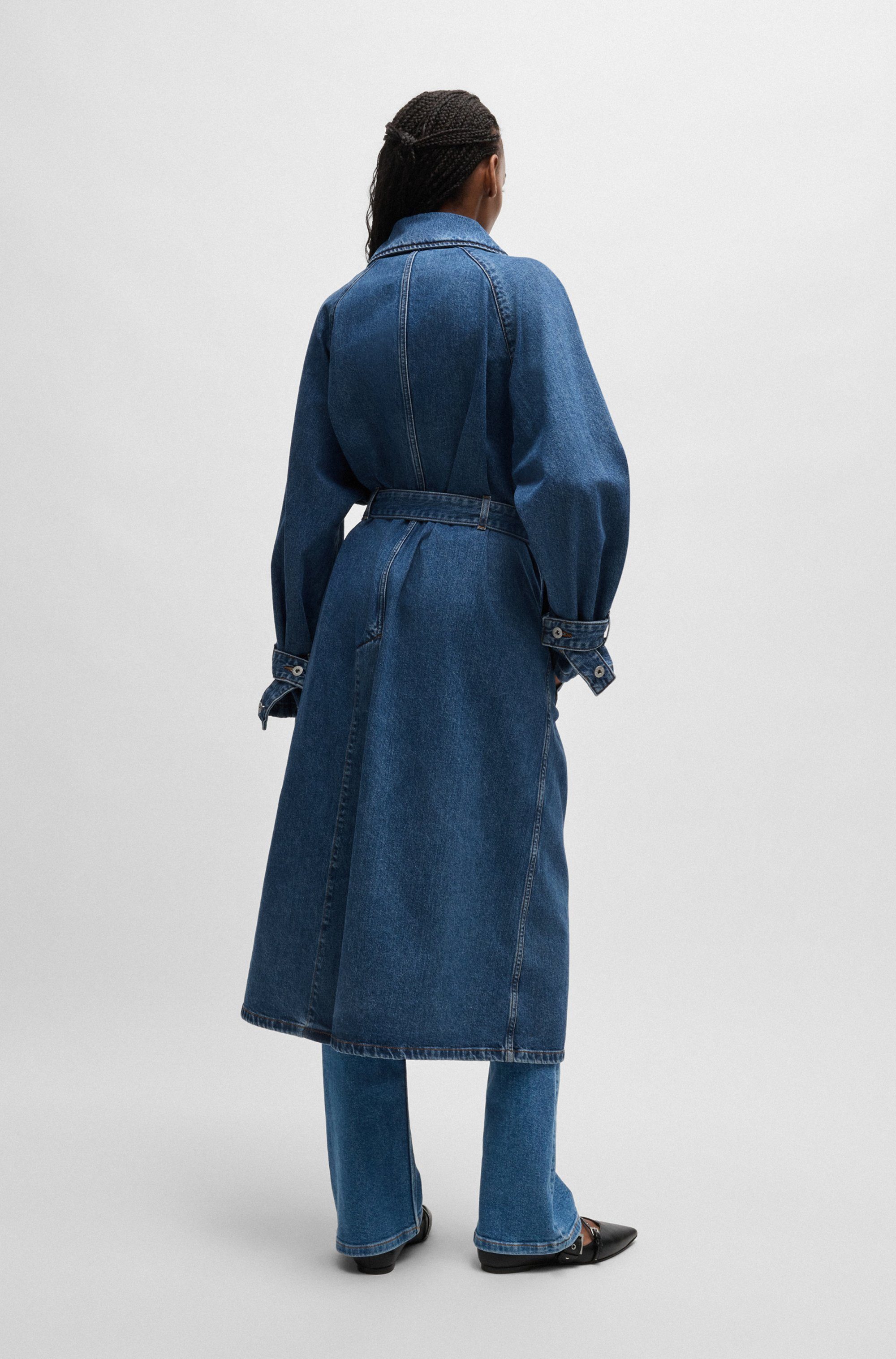 HUGO Blue Trenchcoat Garena mit Taillengürtel, All Over Denim Fashion Piece günstig online kaufen