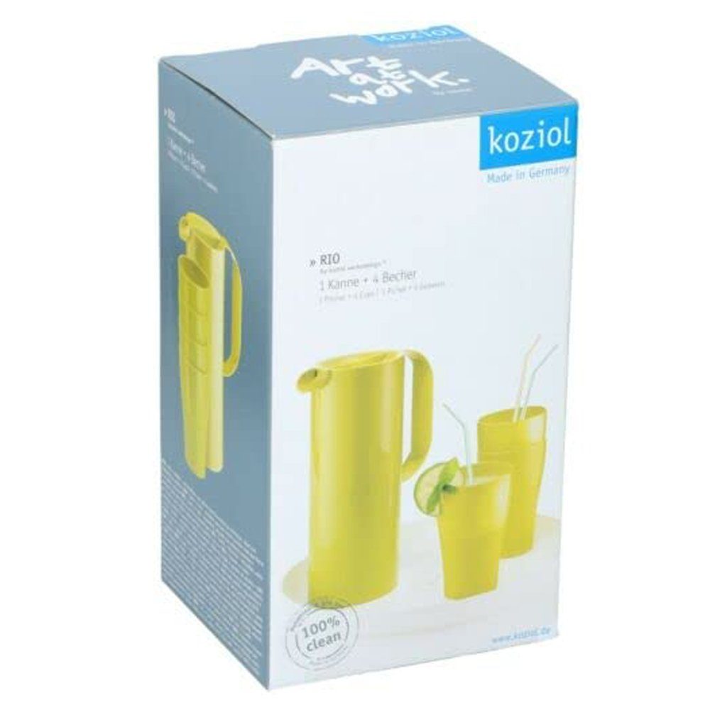 habeig Kanne Kanne Koziol mit Deckel und 4 Bechern - 5 tlg. Set Camping Grün 1,5 L