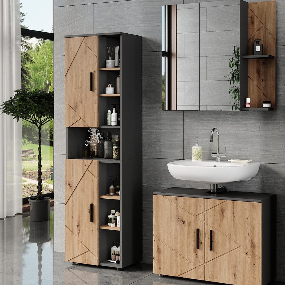 Vicco Hochschrank Irma, Anthrazit/Goldkraft Eiche, 50 x 172 cm mit 2 Türen (1-St)
