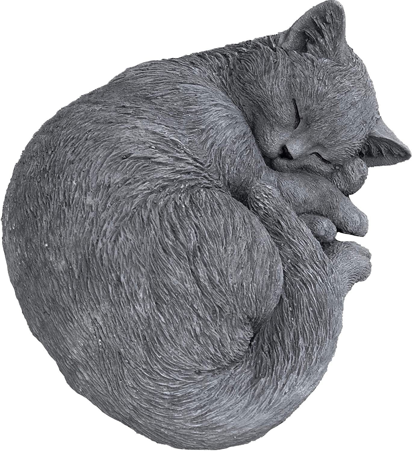 Stone and Style Gartenfigur Steinfigur Katze Karthäuser schlafend eingerollt