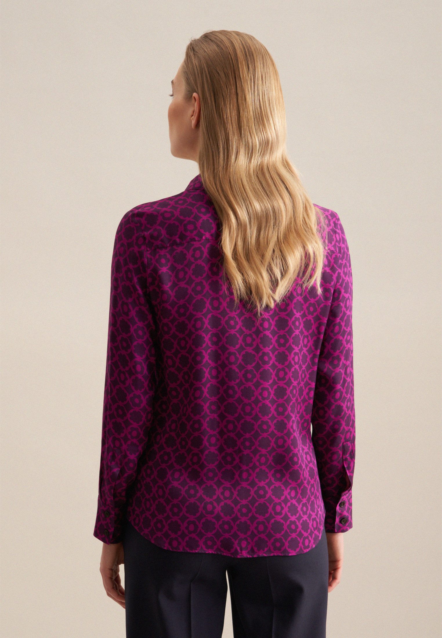 seidensticker Hemdbluse Schwarze Rose Langarm Kragen Druck günstig online kaufen