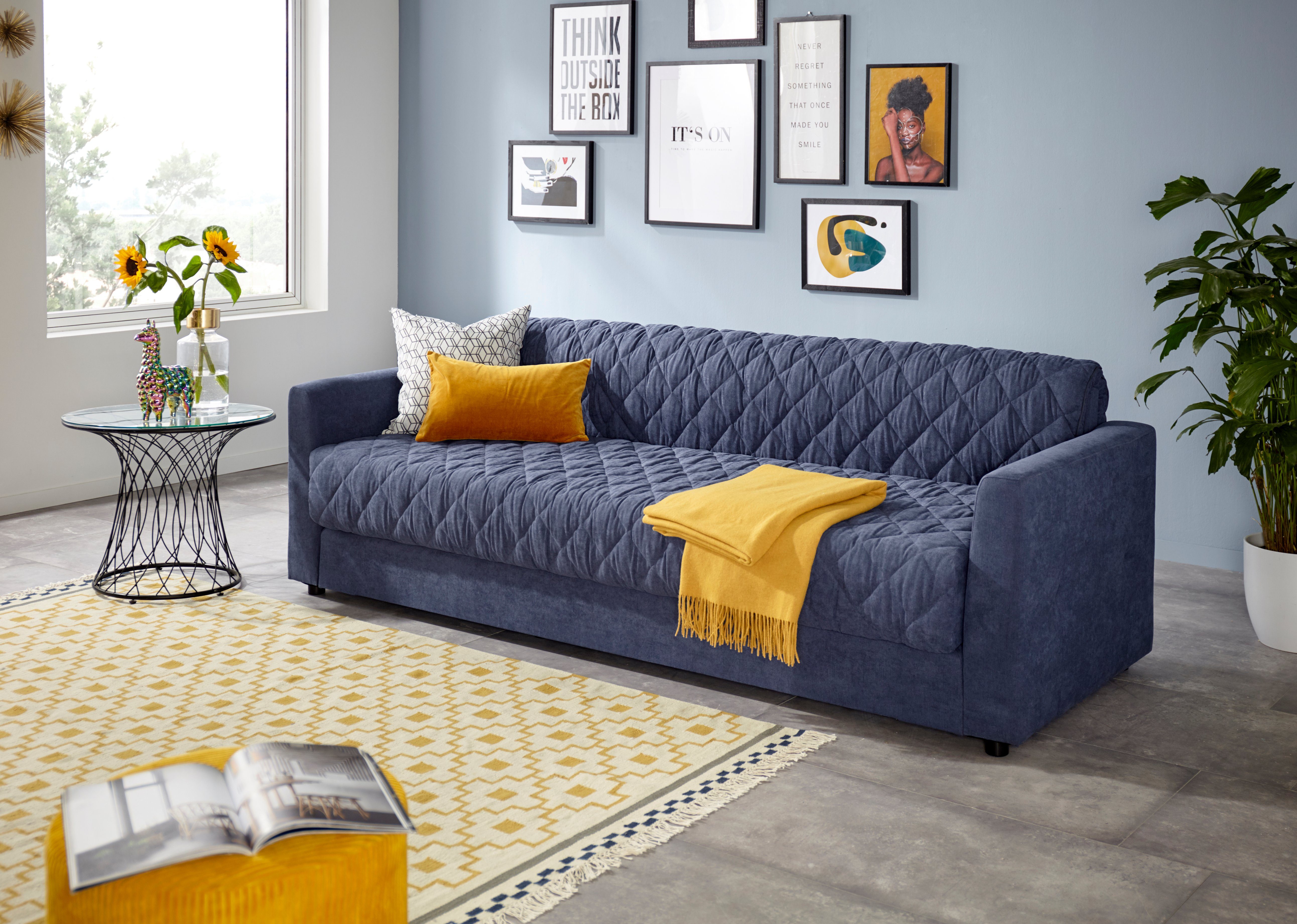 Blau | ist Schlafsofa Blau Federkern, mit | Bezug inklusive; blau abnehmbar Kelly, INOSIGN Topper