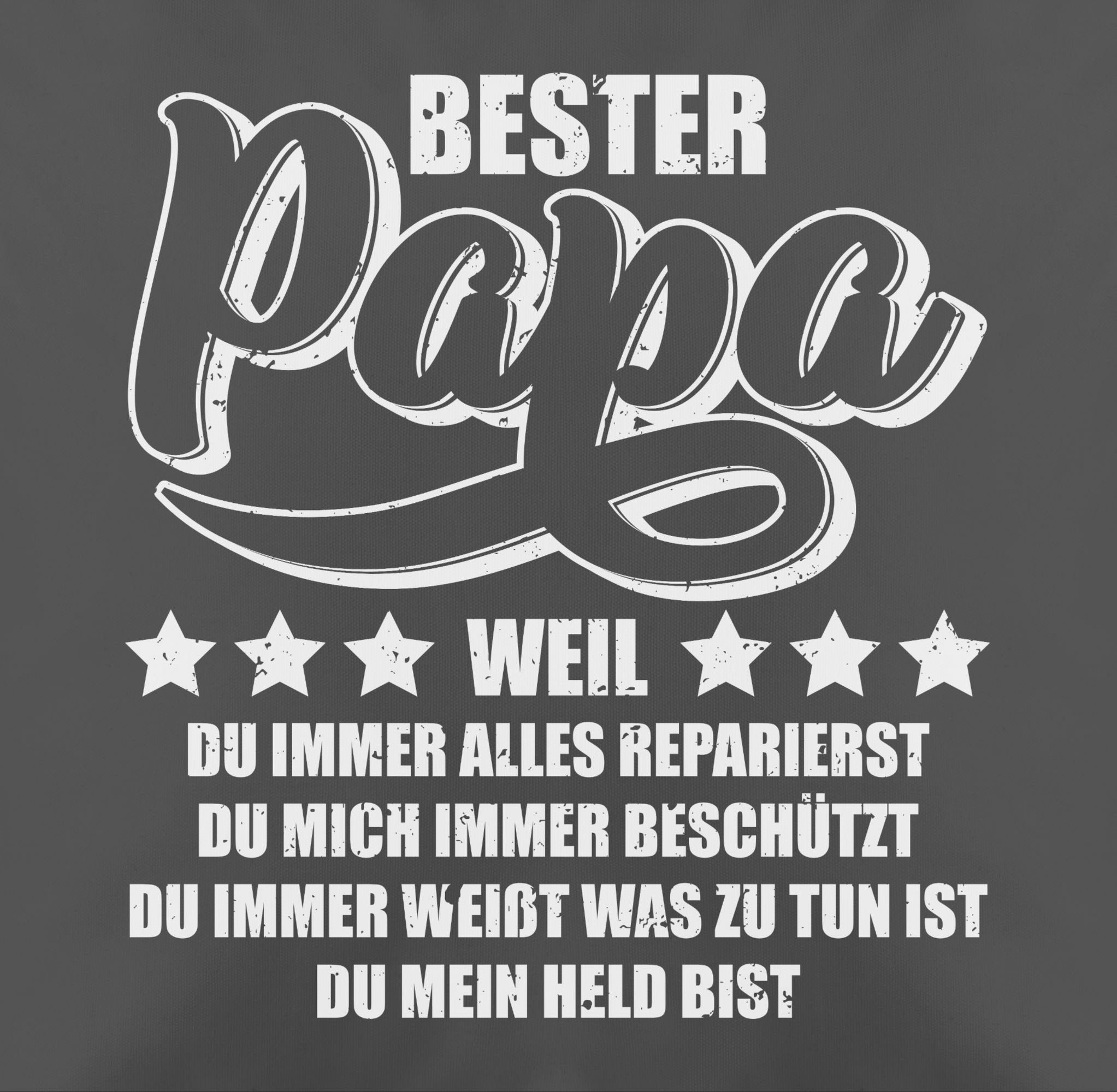 - bist du Kissen Vatertagsgeschenk weiß, Papa Shirtracer Bester 1 weil Dekokissen Grau mein Held