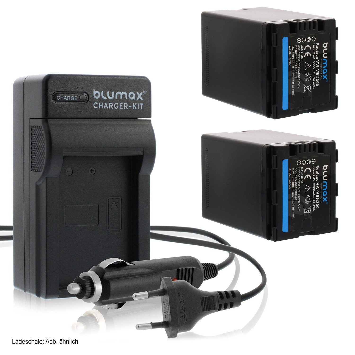 Blumax Set mit Lader für Panasonic VW-VBN390 3300 mAh Kamera-Akku | Kamera-Akkus