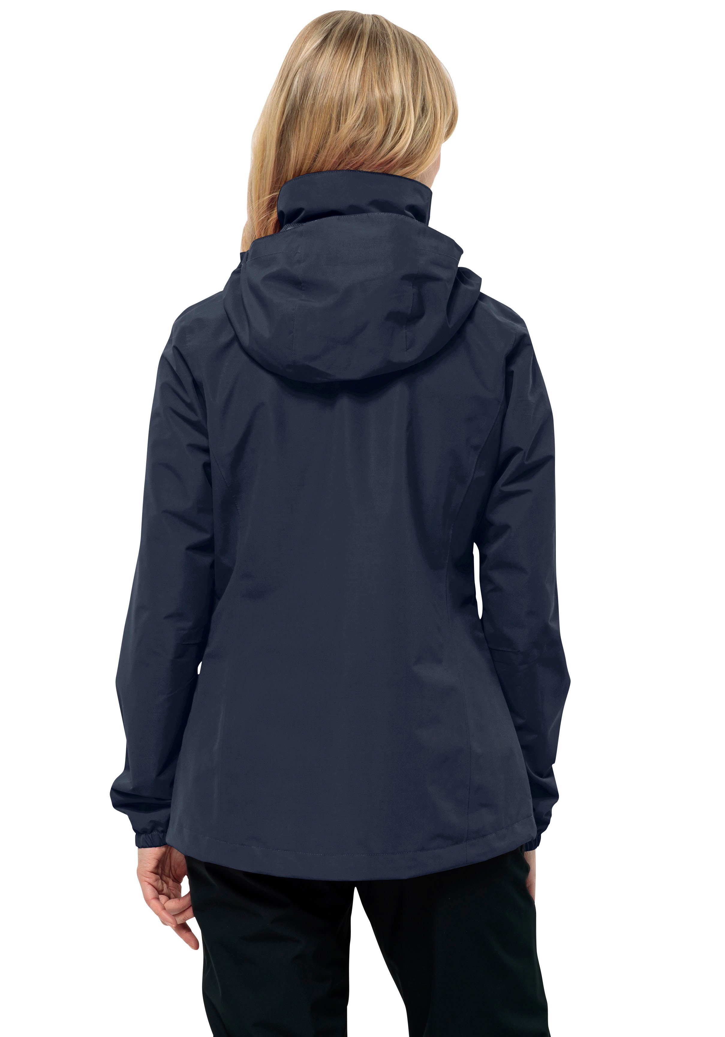 blue Jack 2L night POINT STORMY W mit Funktionsjacke Wolfskin JKT verstaubarer Kapuze