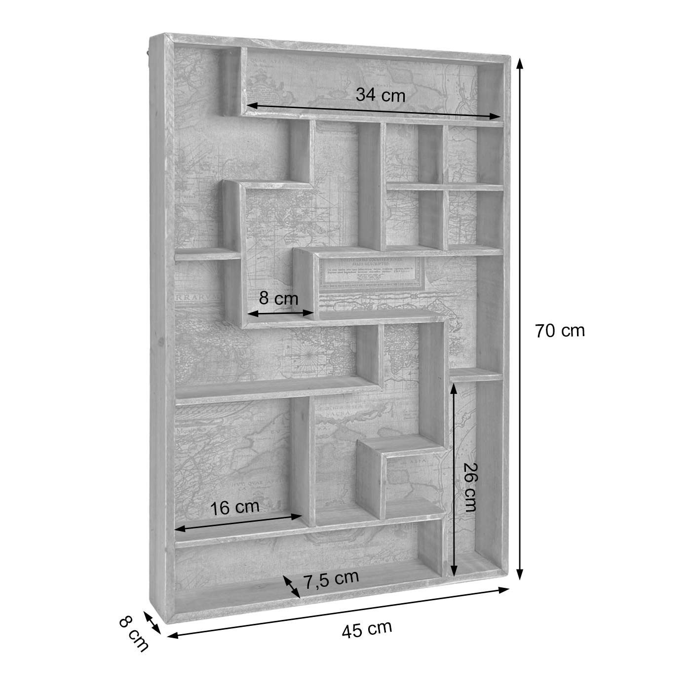 PROREGAL® Setzkasten Setzkasten HxBxT 70x45x8cm Wandregal Sammlerkasten günstig online kaufen