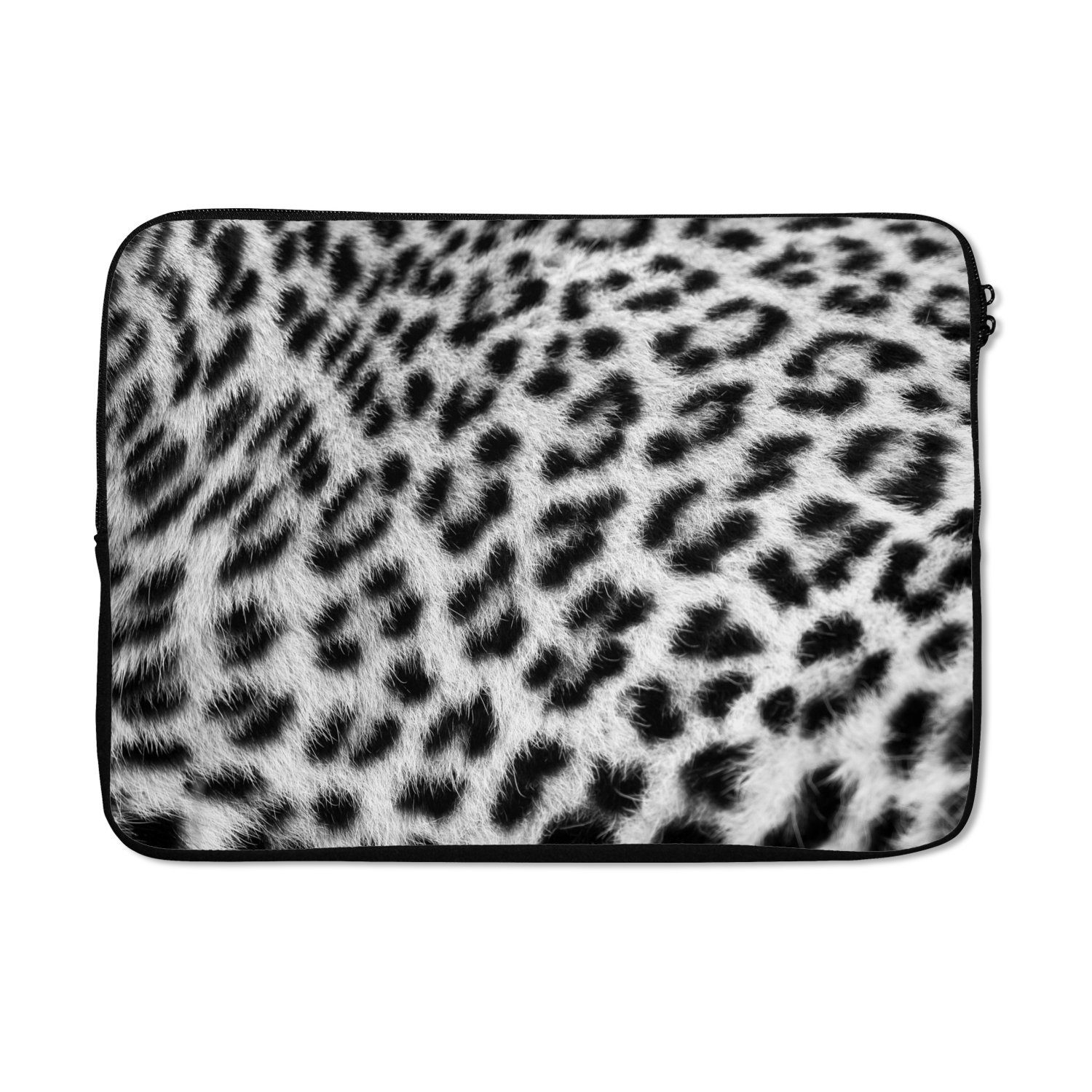 MuchoWow Laptop-Hülle Nahaufnahme Mantel Leopard - schwarz und weiß 13.3 Zoll, Laptopsleeve, weiches Innenfutter zum Schutz Kratzern, Laptoptasche