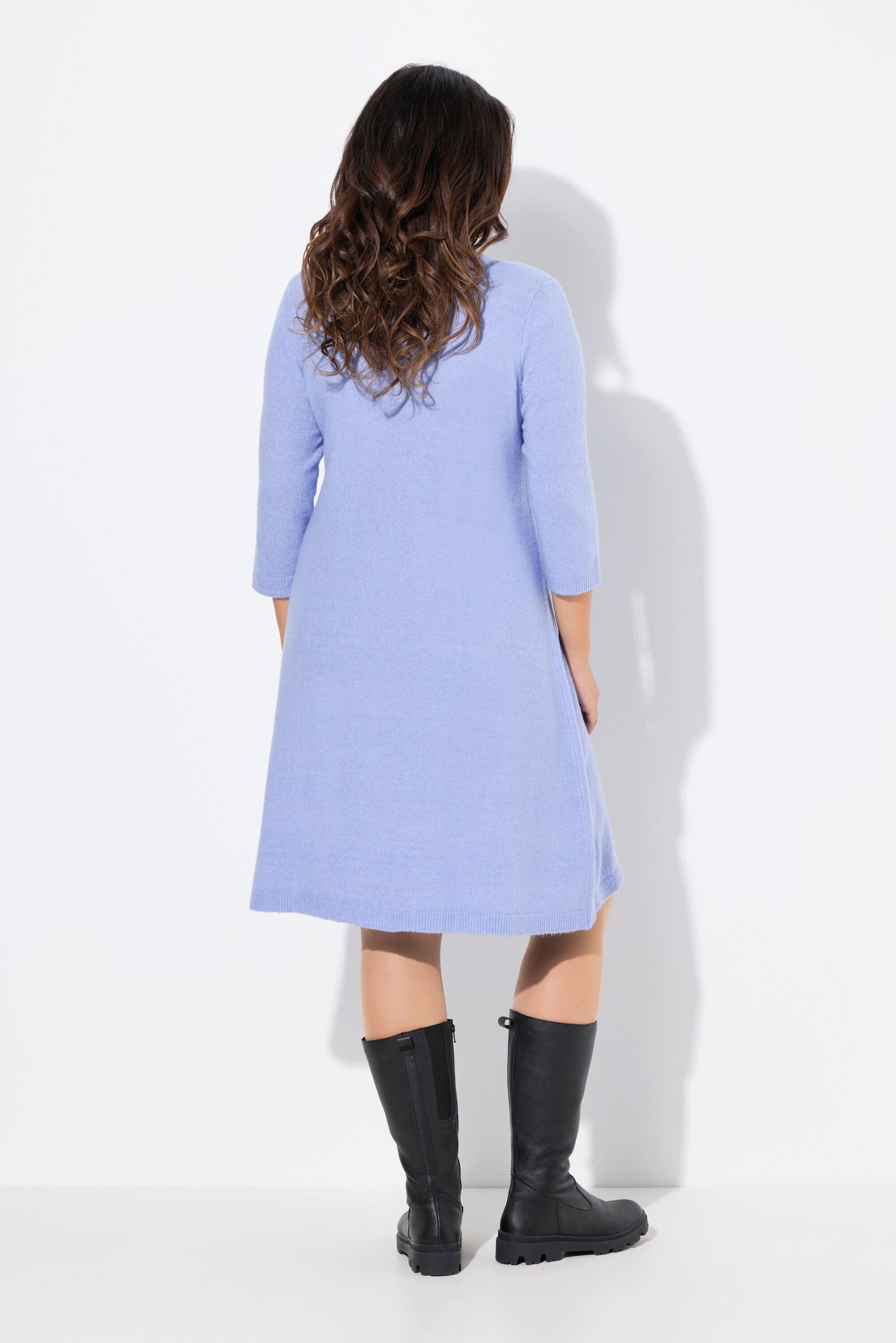 Ulla Popken Midikleid Strickkleid A-Linie Stehkragen 3/4-Arm
