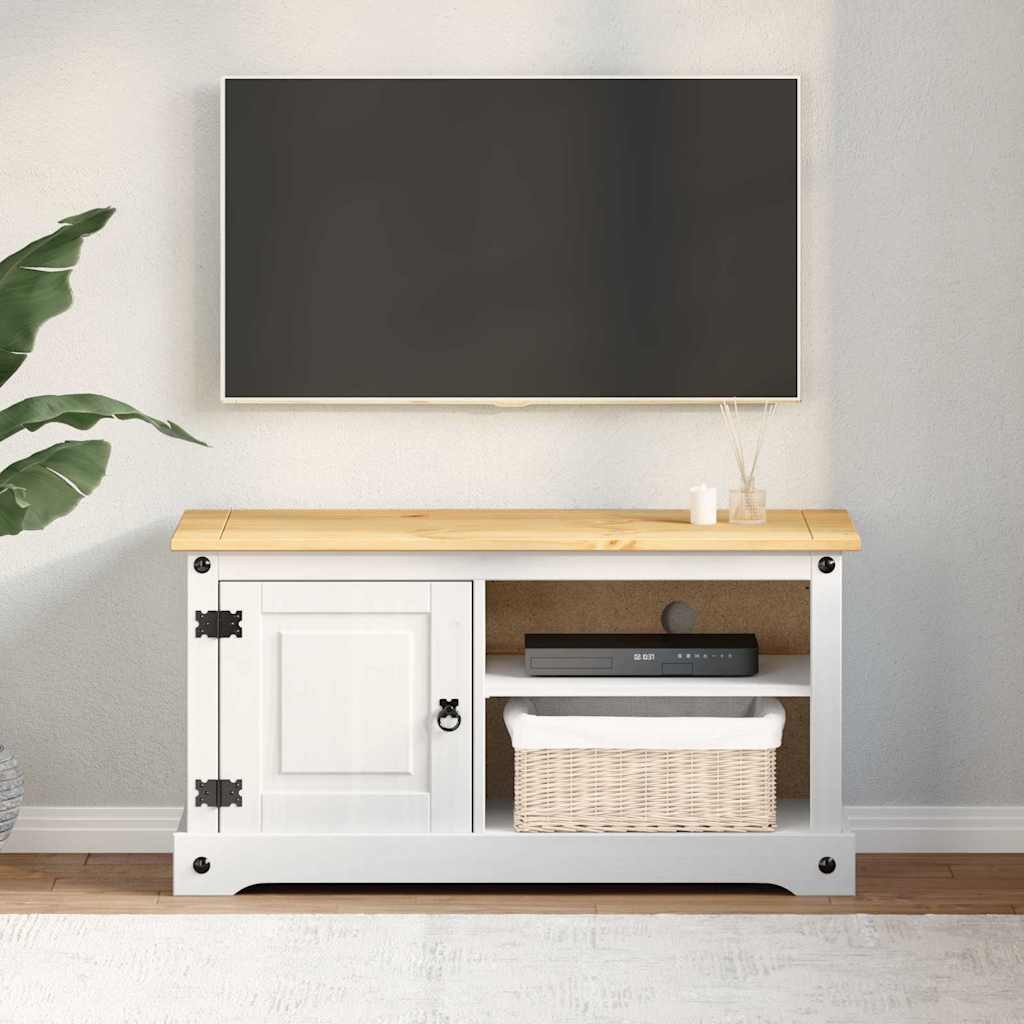 vidaXL TV-Schrank TV-Schränk CORONA 100 x 40 x 52 cm Weiß Massives Kiefernholz (1-St)