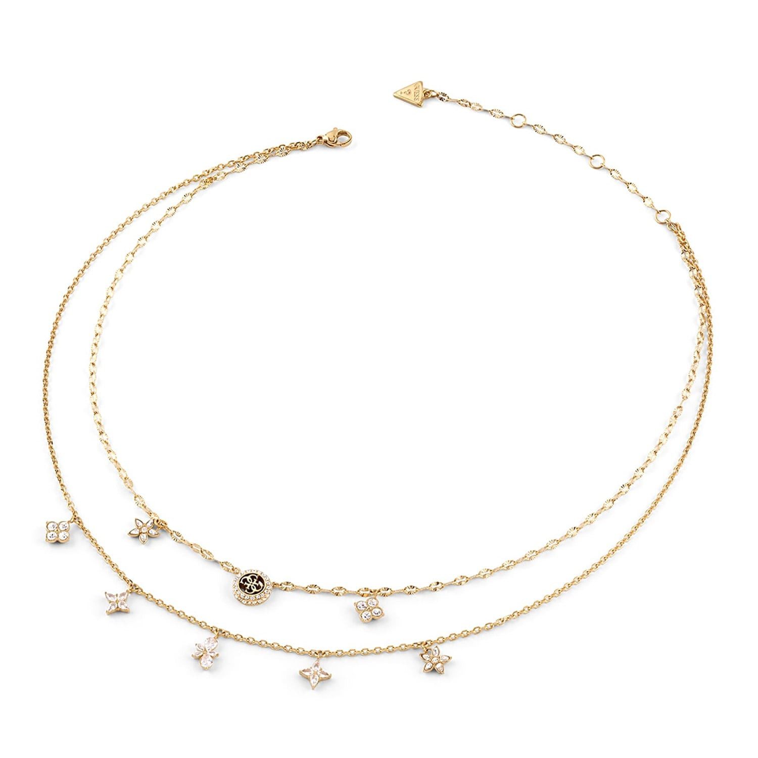 Guess Kette mit Anhänger zweireihig Flowers Goldfarben