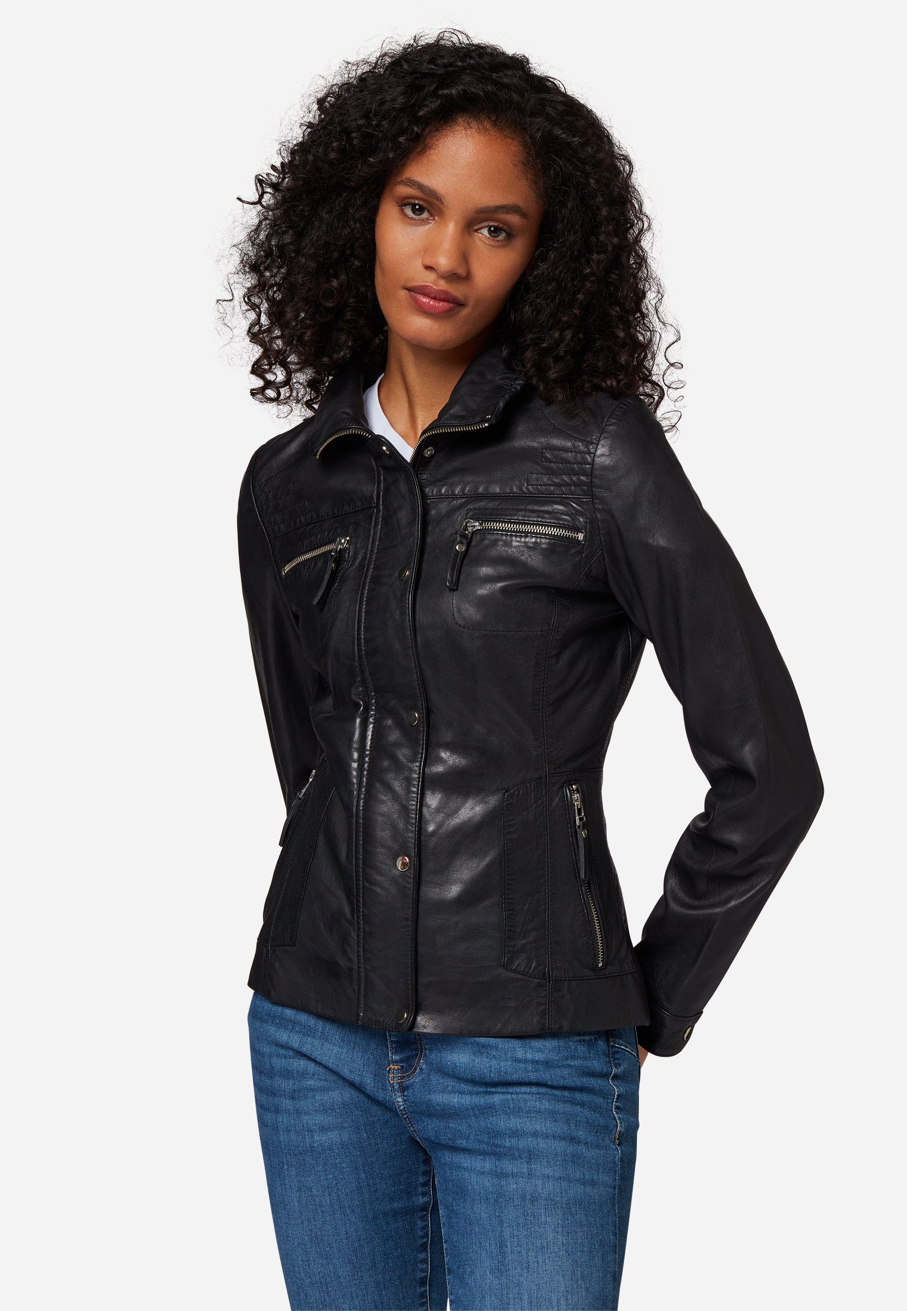 RICANO Lederjacke Sheela Lederjacke mit souveränem Stehkragen