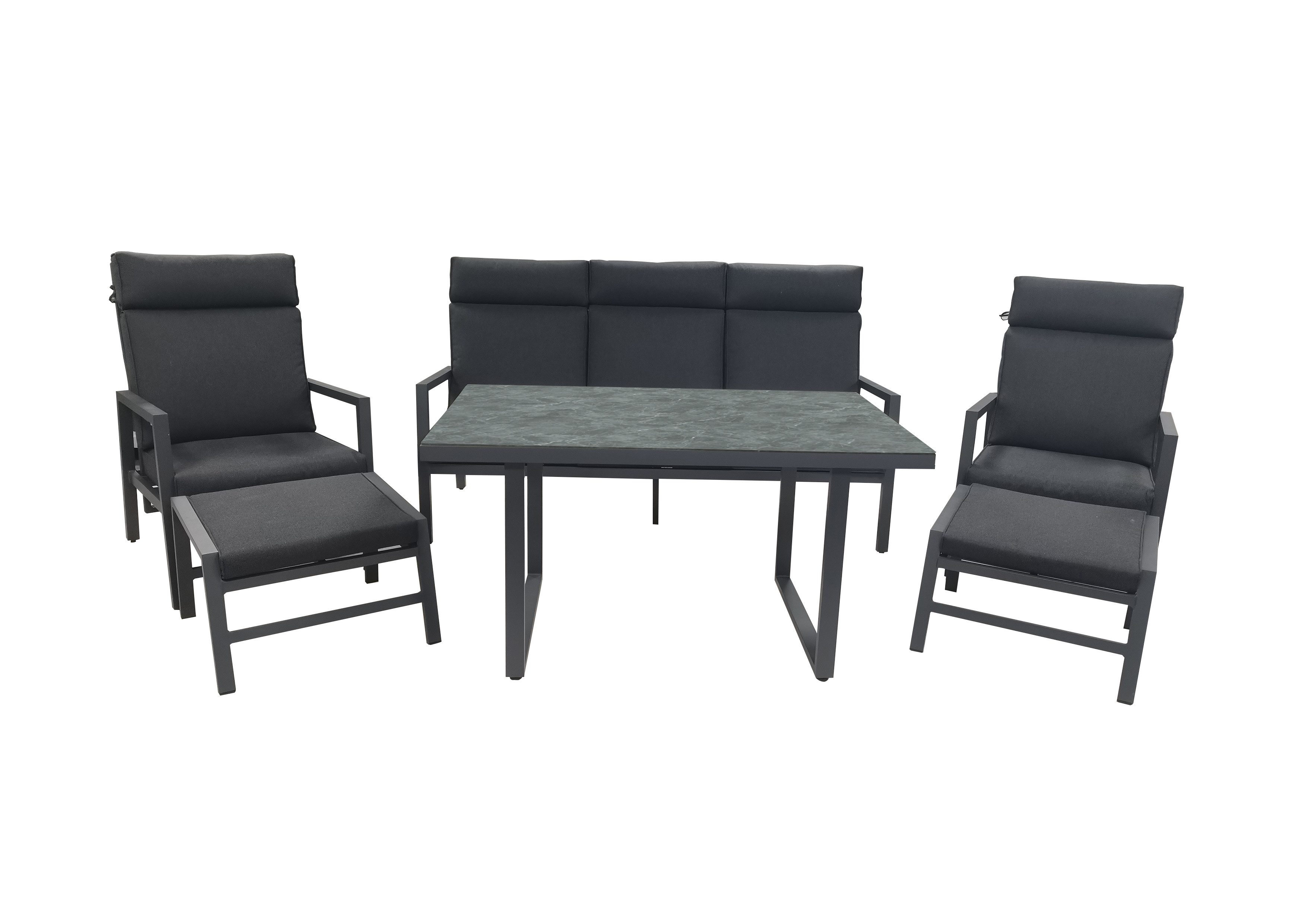 Greemotion Sitzgruppe [Canberra] Gartenmöbel-Set Aluminium, (6-tlg), inkl. Hocker