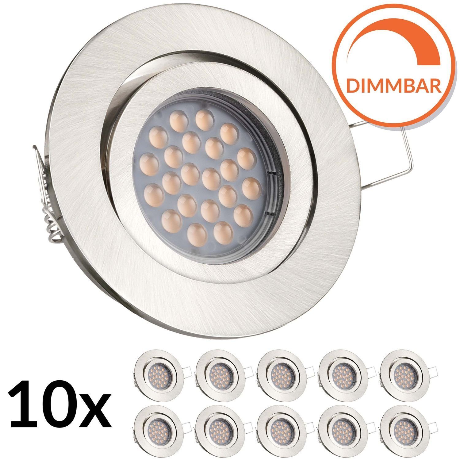 LEDANDO LED Einbaustrahler 10er LED Einbaustrahler Set mit LED GU10 Markenstrahler - dimmbar - vo