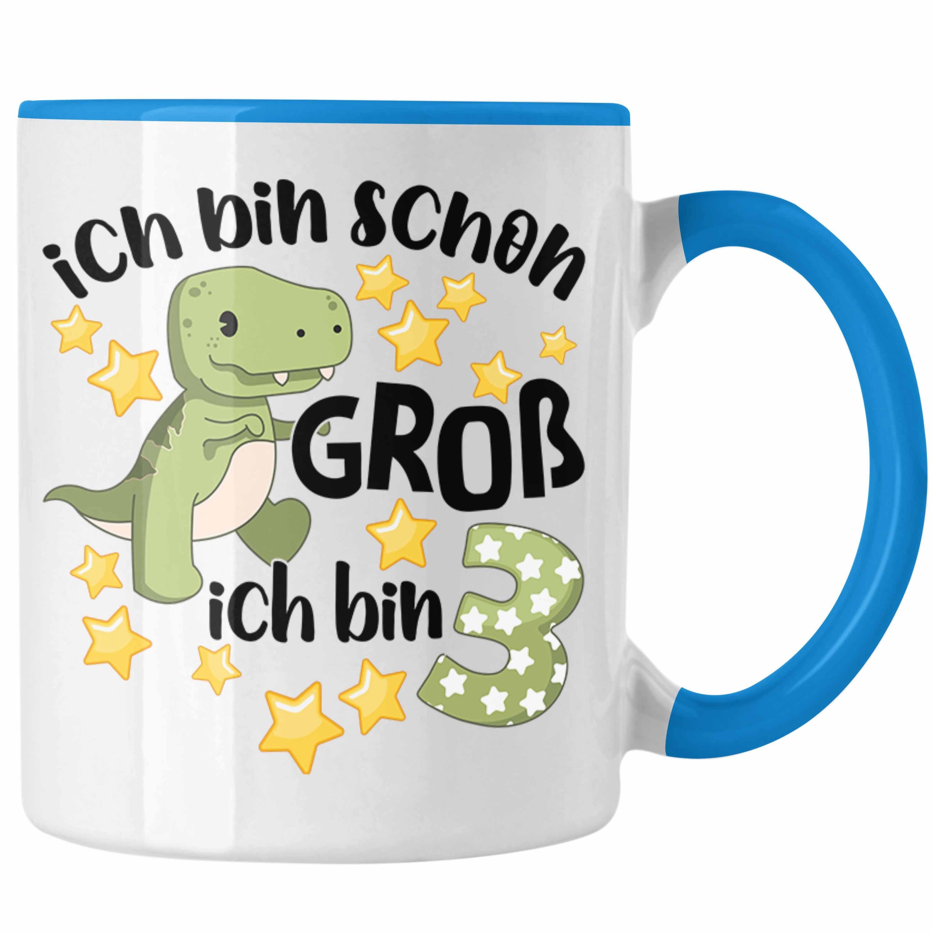 Geburtstag - 3. für 3 Tasse Jungs Alt Jungs Sohn Dino 3 Dinosaurier Geschenk Tasse Jungen Trendation Blau Jahre Trendation