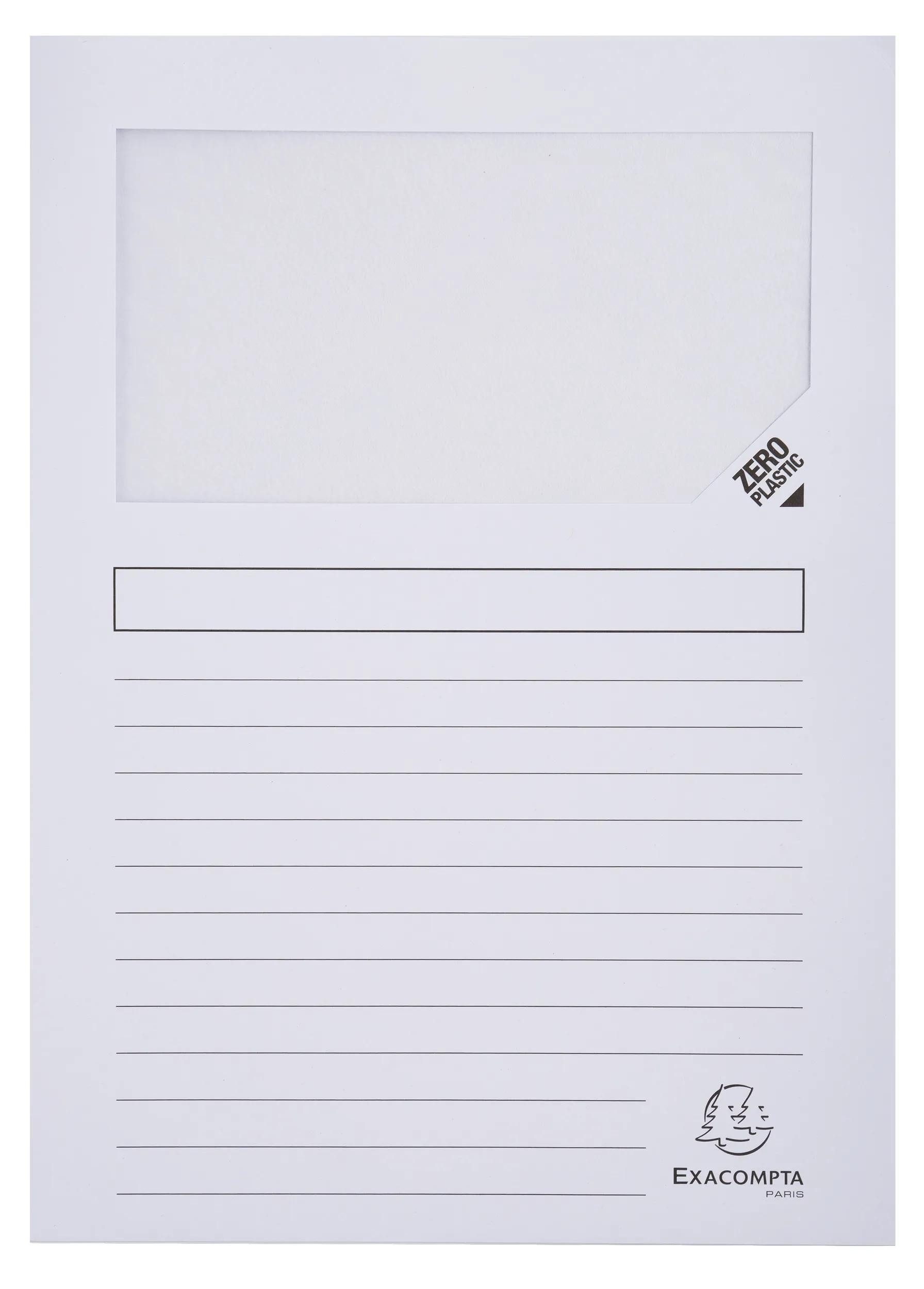EXACOMPTA Organisationsmappe 4x Pack 100 Fenstermappen, A4, 160g, plastikfrei - Weiß - 50110E, Window folders