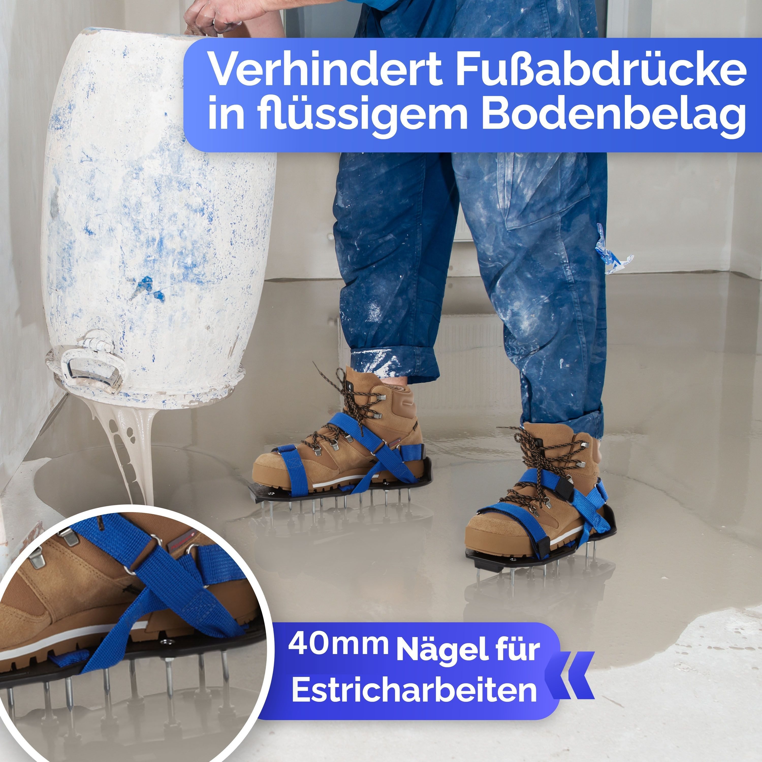Briliantwerk Rasenlüfter - Nagelschuhe mit Klettverschluss -, - Zum Rasen belüften oder als Estrichschuhe - inkl. Zwei Nagellängen – Bild 5 von 5