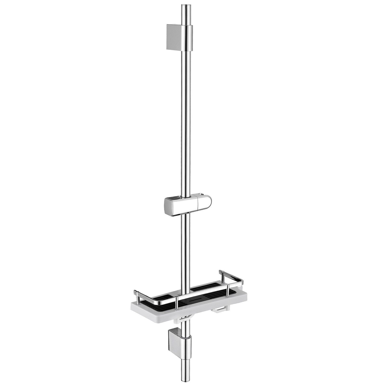 HOMELODY Duschstange ohne Bohren Edelstahl höhenverstellbar mit Ablage,90cm, Frei kombinierbar mit Handbrause oder Badewannenarmatur,Chrom