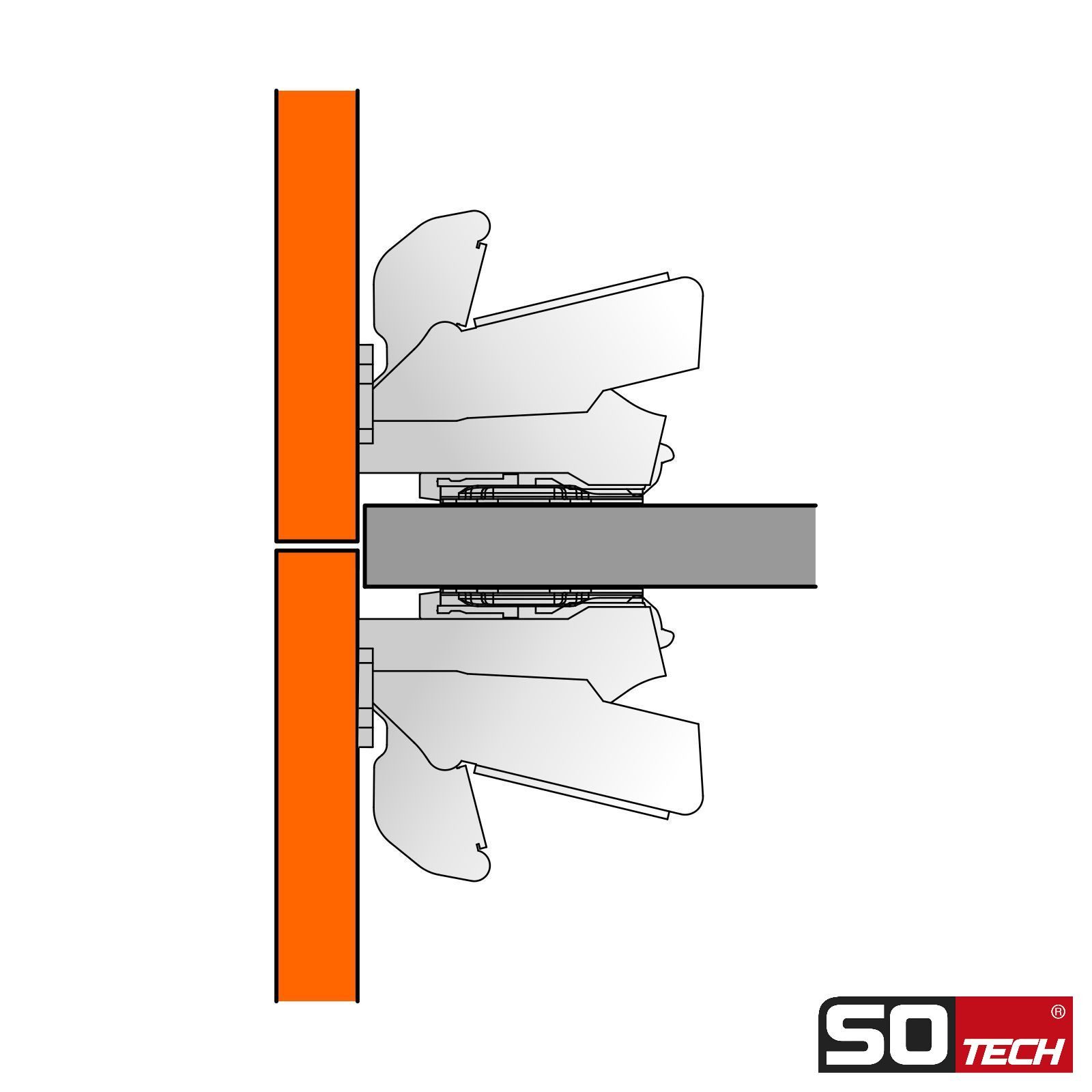 SO-TECH® Türbeschlag Weitwinkelscharnier 165° Sensys 8657i, Softclose (1 St), Mittelanschlag + Montageplatte Höhe 1,5 mm + Abdeckung