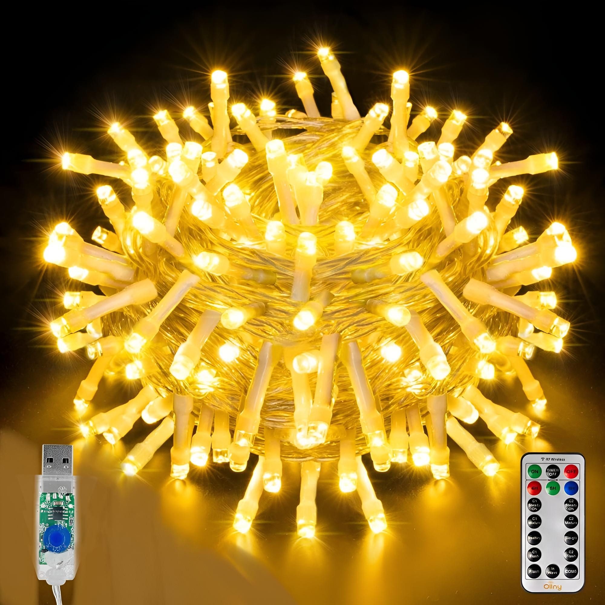 Ollny LED-Lichterkette, 100-flammig, 4-in-1 Farbmodi,11 Modi,USB-betrieben, günstig online kaufen