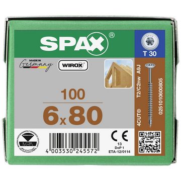 SPAX Schraube SPAX 251010600805 Holzschraube 6 mm 80 mm T-STAR plus Stahl WIROX
