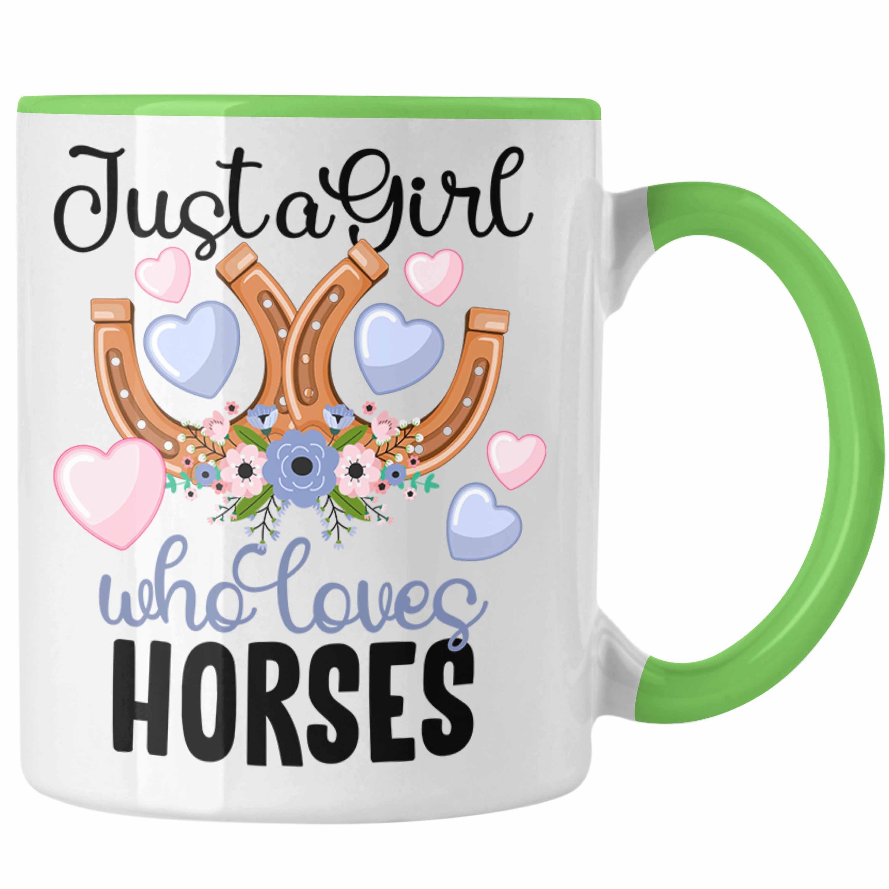 für Geschenk Tasse Grün Trendation Mädchen Tasse Reiten Pferde Reiterin
