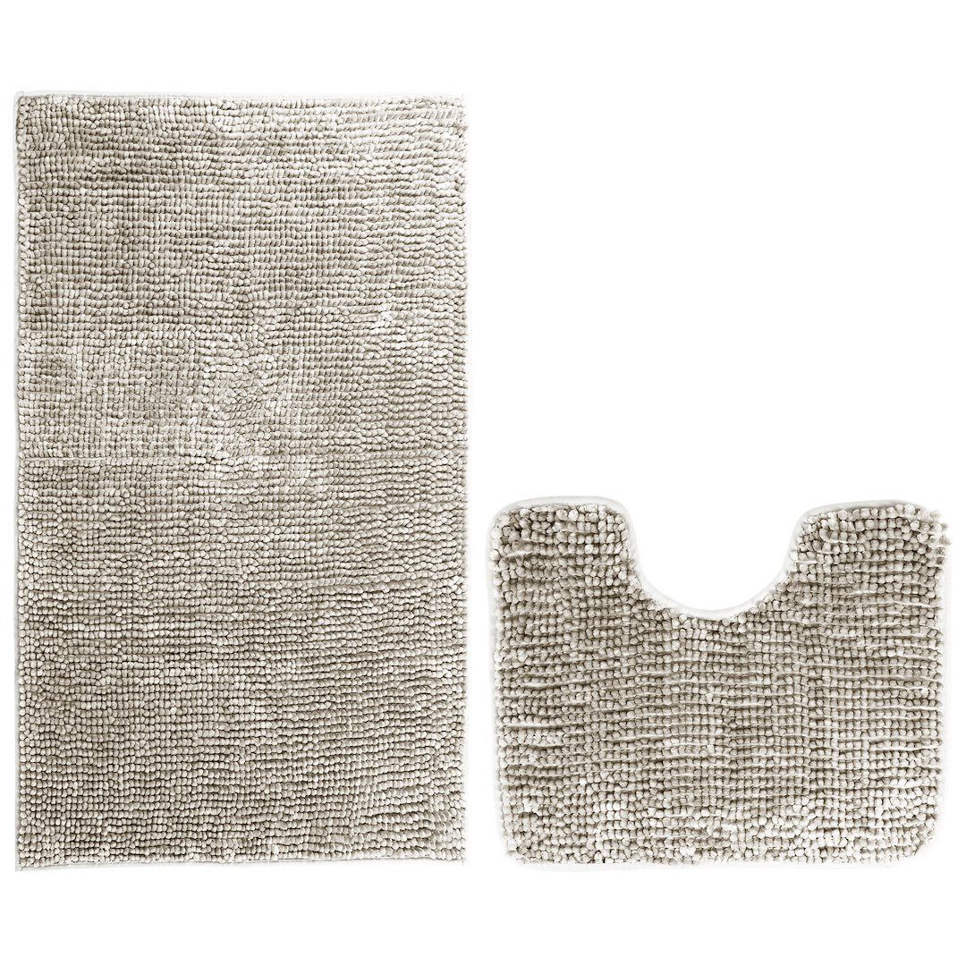 Restilo Badematte Badematte Badteppich Badvorleger Duschvorleger WC Vorleger rutschfest, rutschhemmend beschichtet, Set, Polyester, Rechteckig, Matte + WC Vorleger, BxL 50x80 cm und BxL 40x50 cm