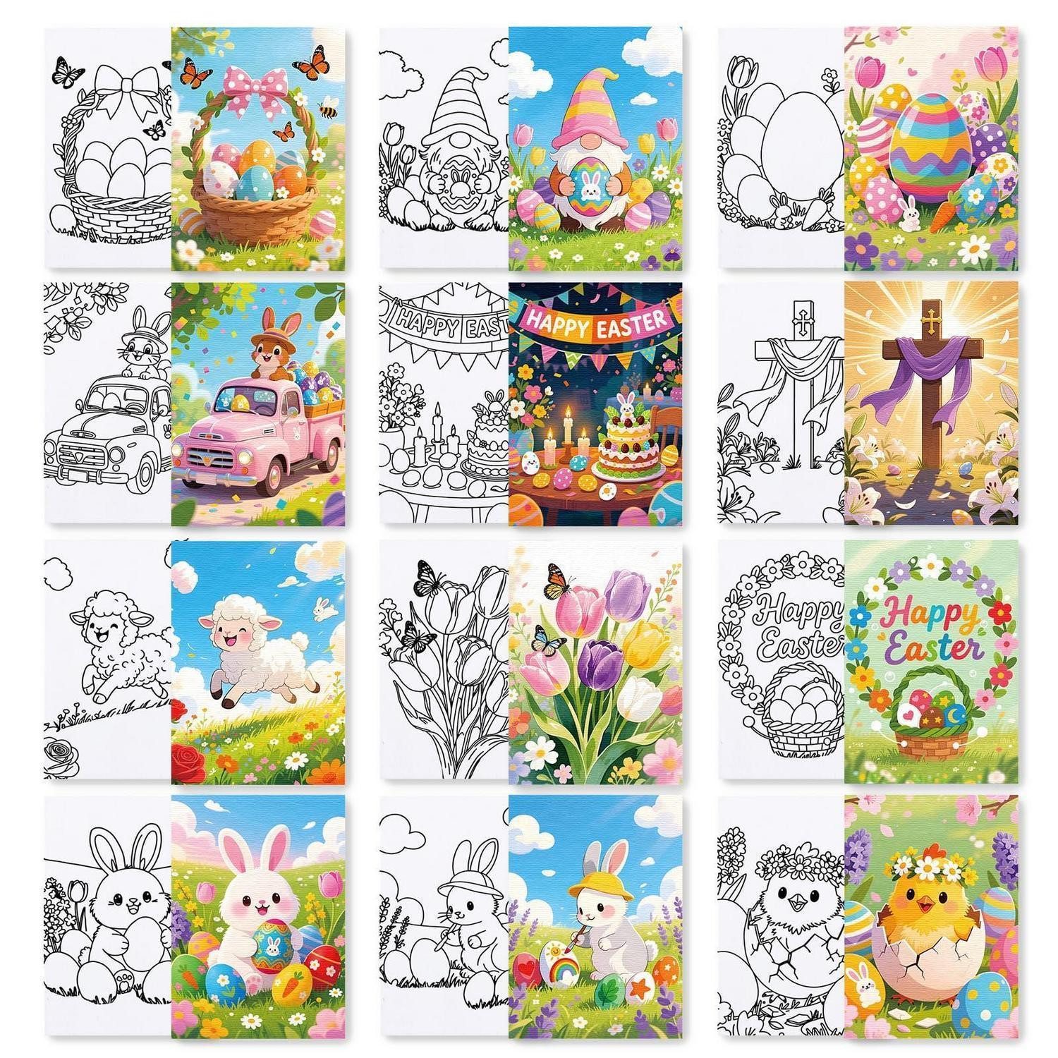 LuxusKollektion Kreativset Ostern Leinwand-Set 12er Pack 5x7 Zoll