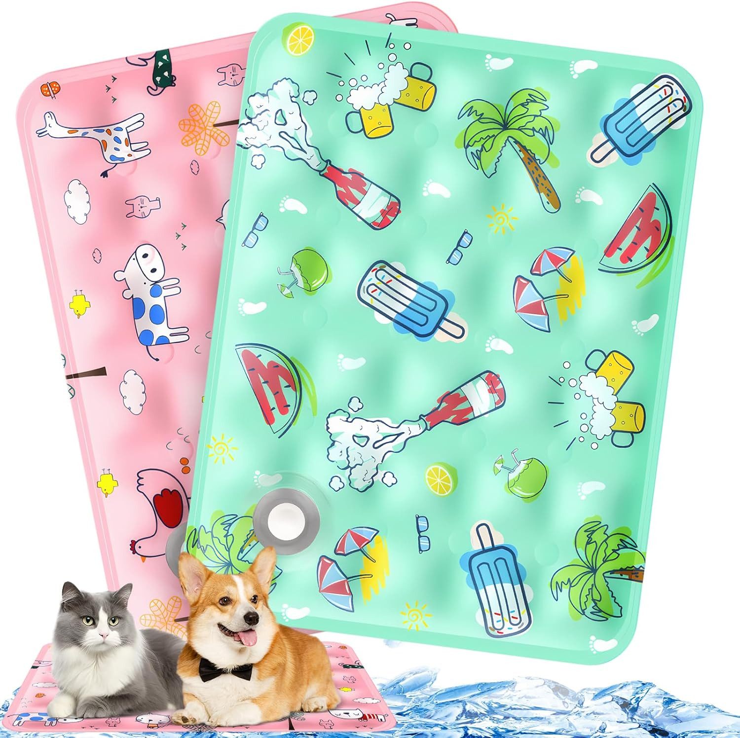 Srvillg Hundematte Kühlmatte Hund Katze 2 Stück Kühlmatte für Hunde 40 x 50cm