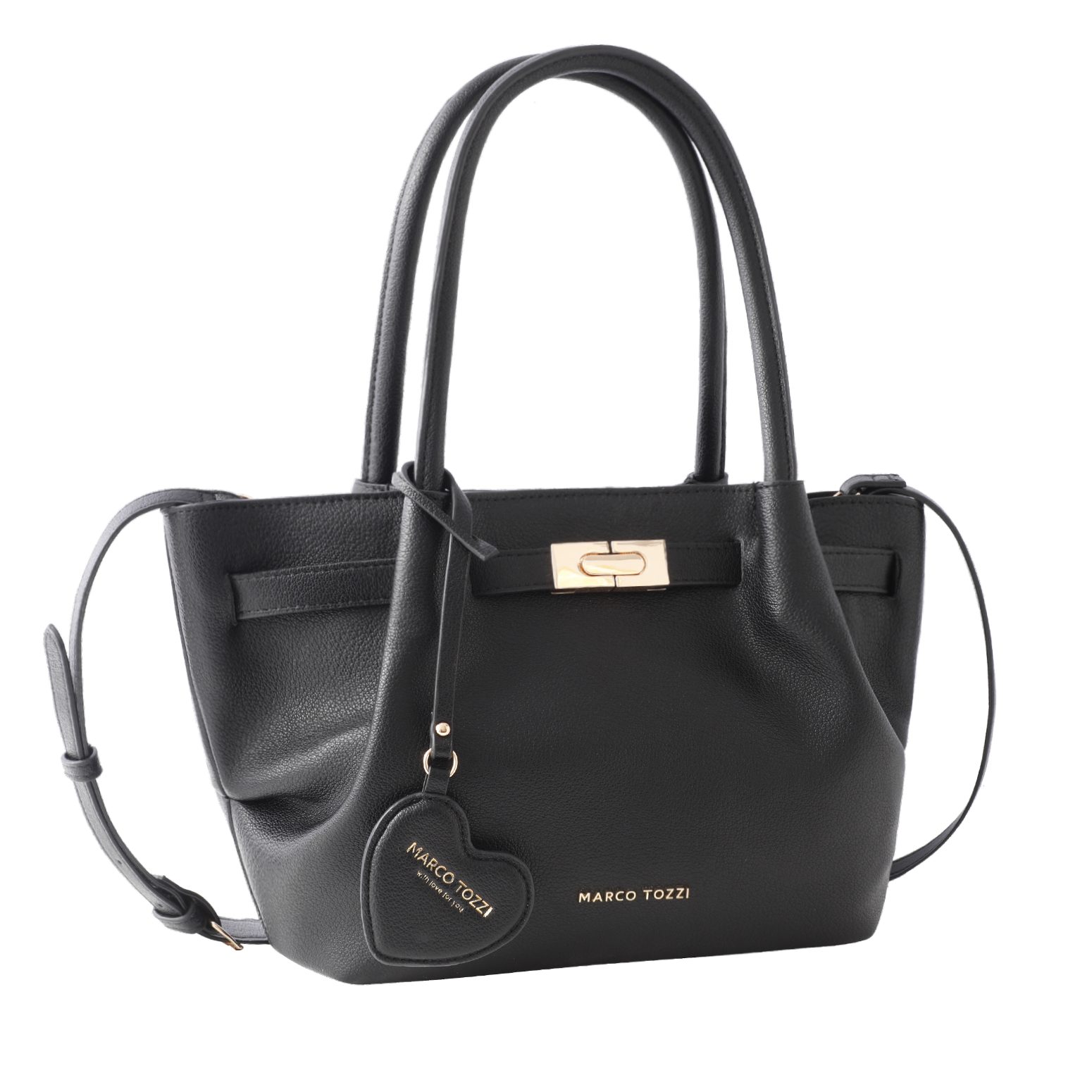 MARCO TOZZI Henkeltasche, Damen Tragetasche mit Zierschnalle und Herz-Anhänger