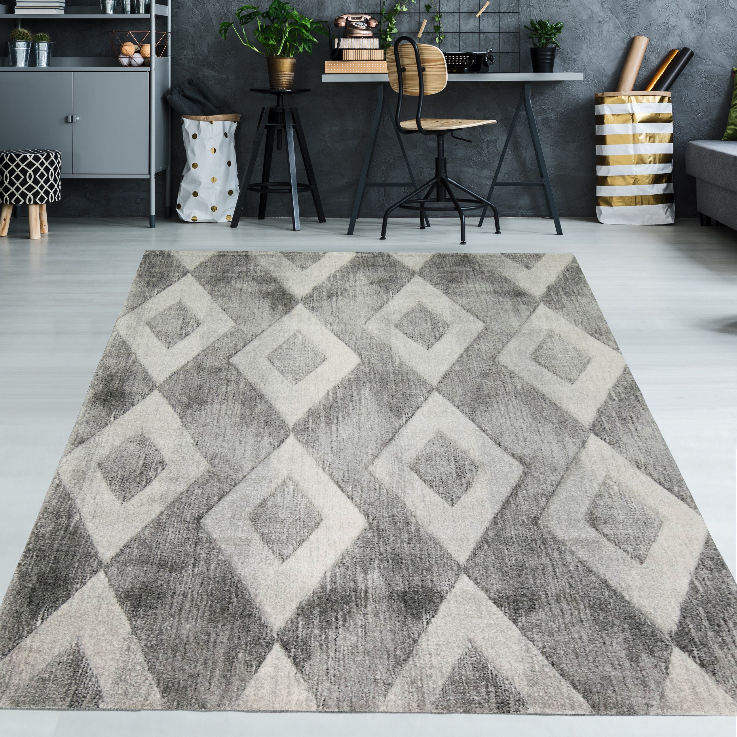 TeppichHome24 Teppich Abstrakter Designerteppiche in verschiedenen Farben, rechteckig, Höhe: 13 mm, abstrakt, modern, Kurzflor, Wohnzimmer, Esszimmer, pflegeleicht