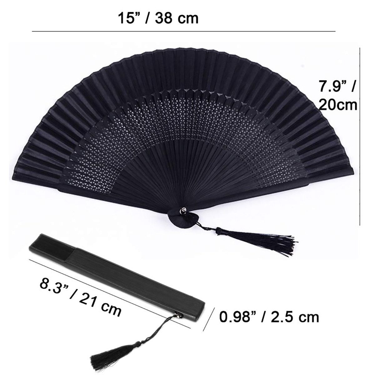 FOUORTUNATE-BEE Handfächer Faltfächer Handfächer mit Einer Stoffhülle und Quasten, (Vintage Retro Stil, 1-tlg., für Heimdekoration Party Hochzeit Tanzen Sommer Geschenk)
