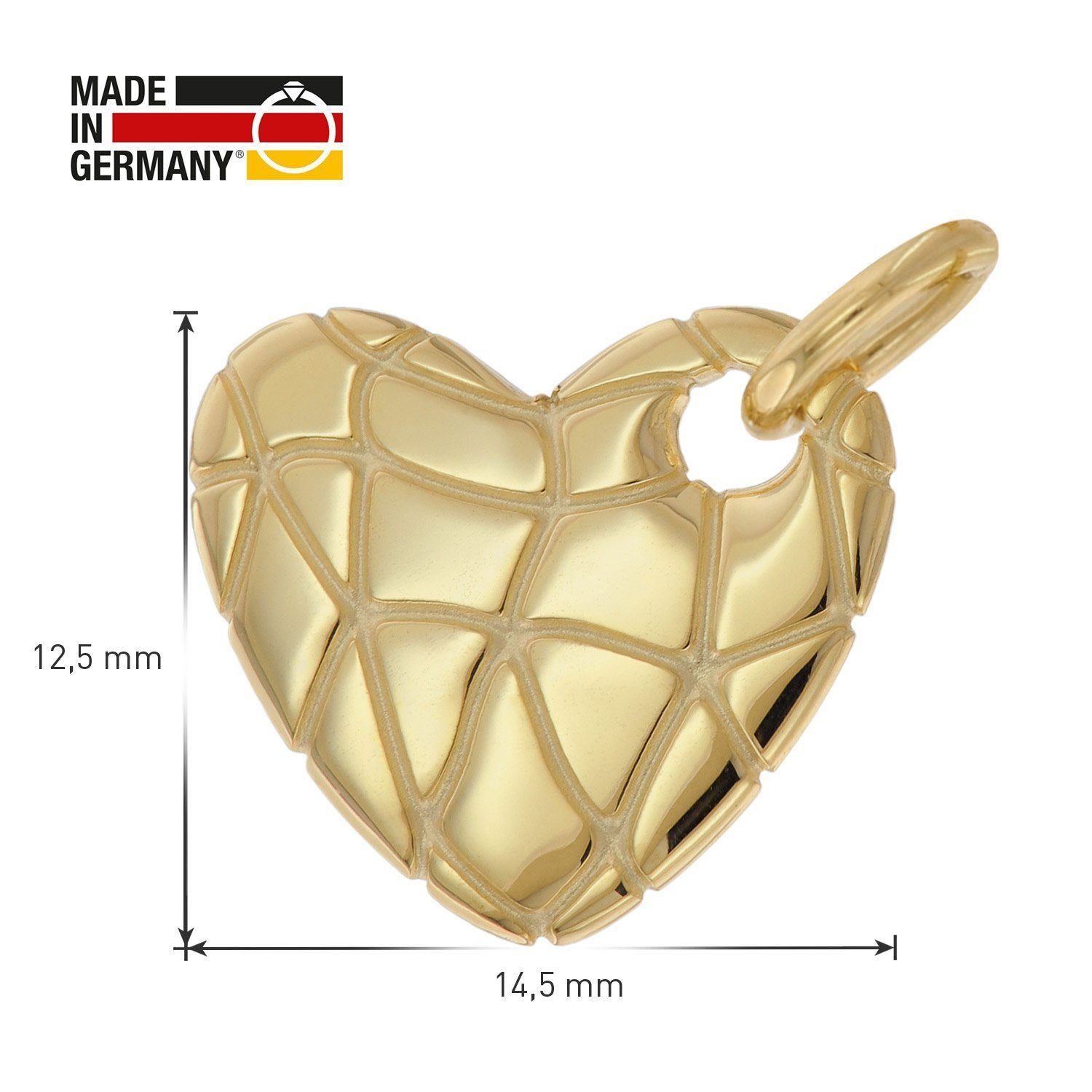 Gold Designer 14K Herz- Herz Herzanhänger 585 / trendor