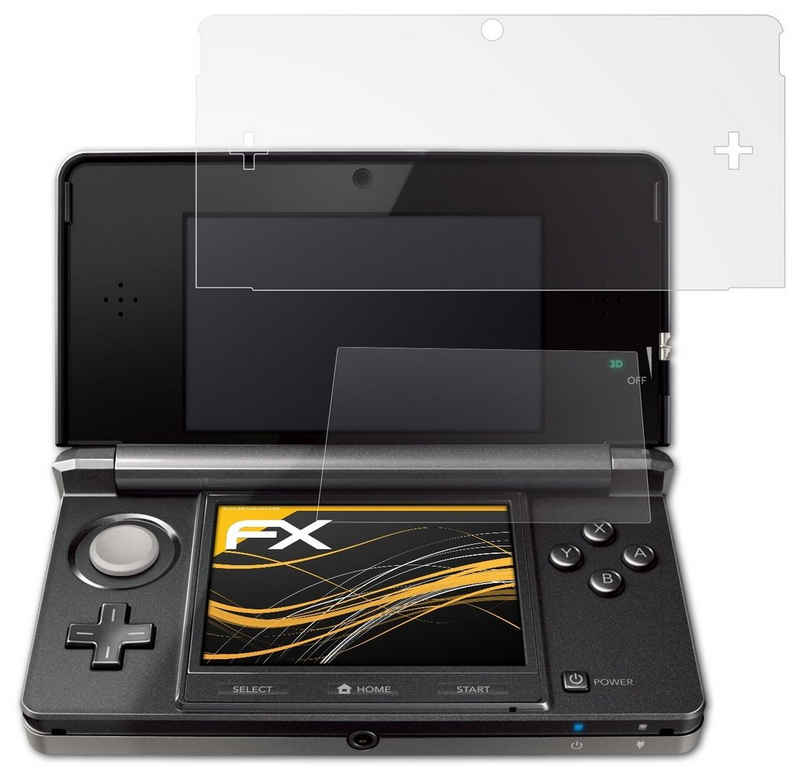 atFoliX Schutzfolie für Nintendo 3DS 2011, (3er Set), Entspiegelnd und stoßdämpfend