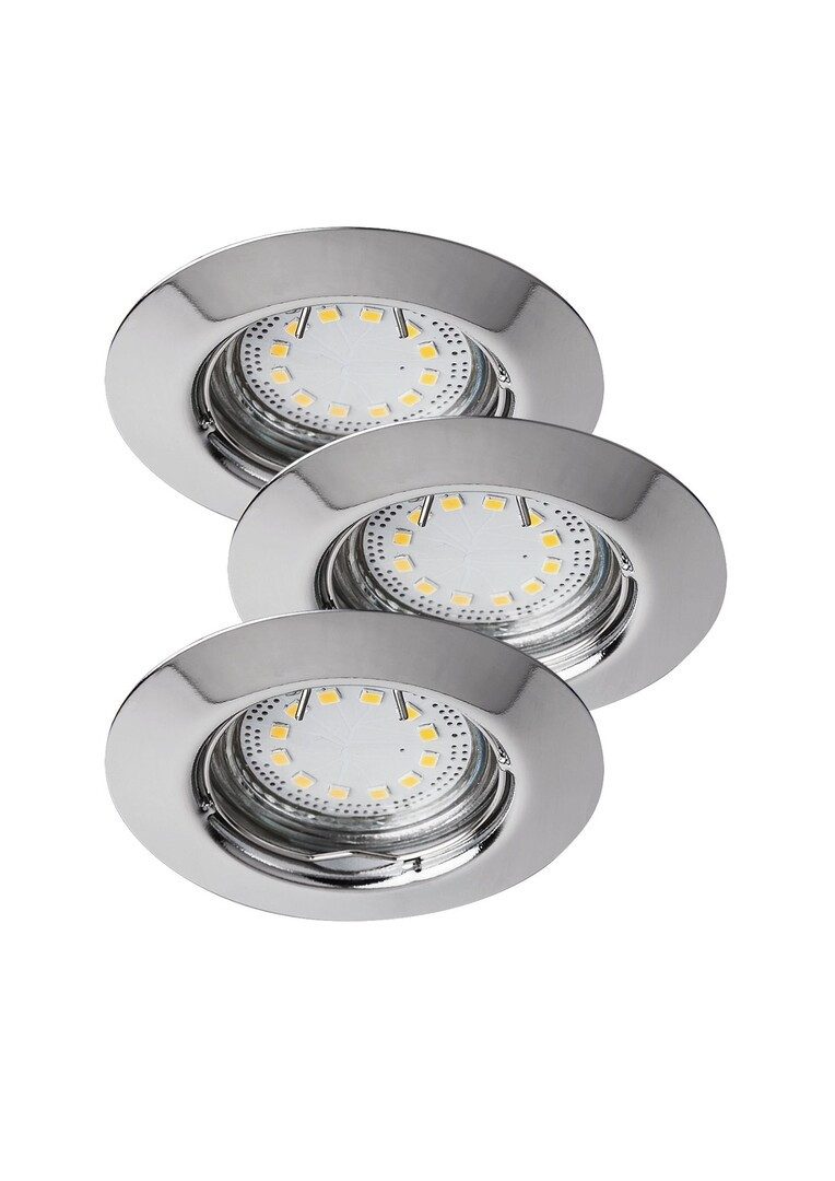 Rabalux LED Deckenspots "Lite" 3-flammig, Metall, silber, rund, 3W, GU10, warmweiß, 240lm, wassergeschützt, warmweiß