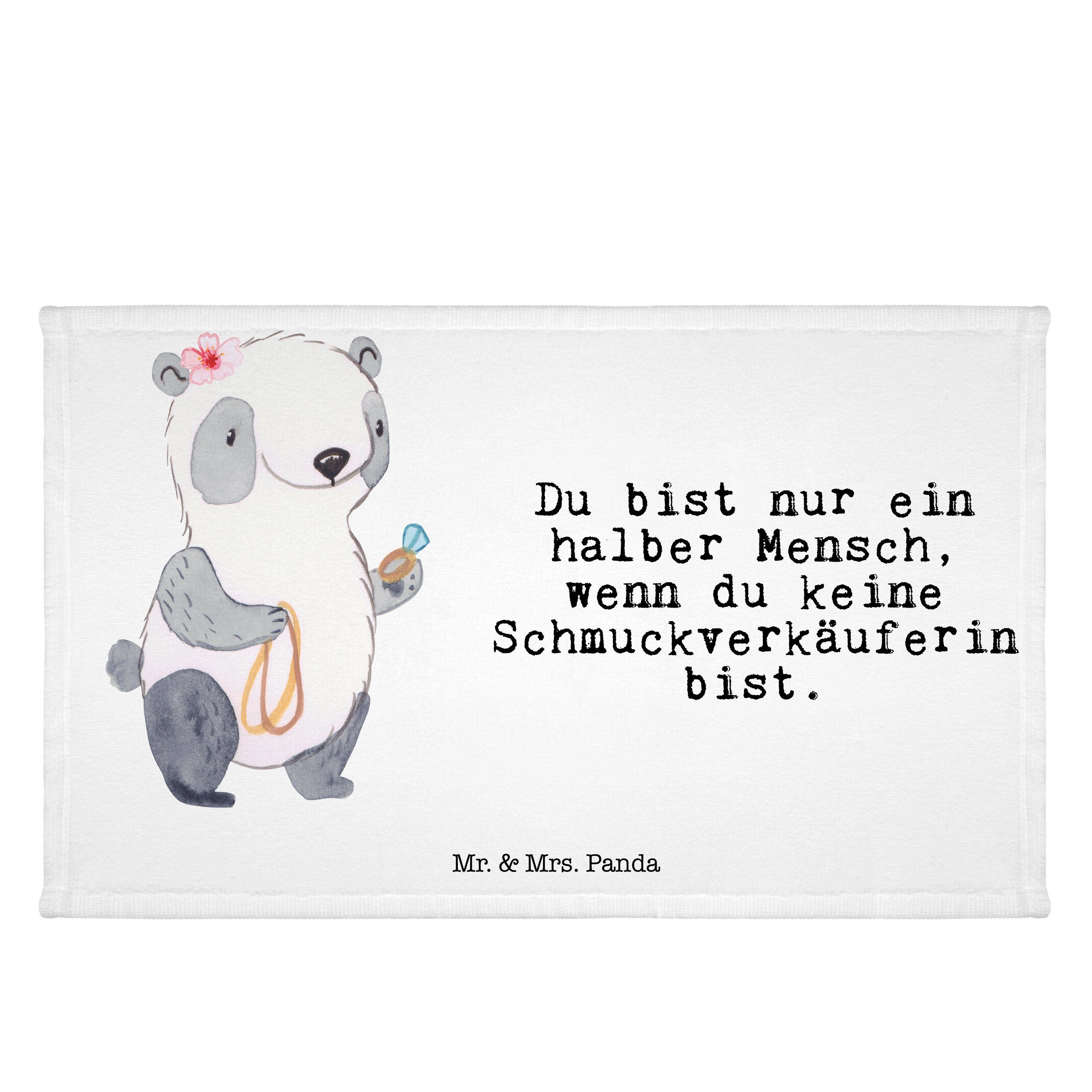 Mr. & Mrs. Panda Handtuch Schmuckverkäuferin mit Herz - Weiß - Geschenk, Schmuckwarenhändler, A, (1-St)