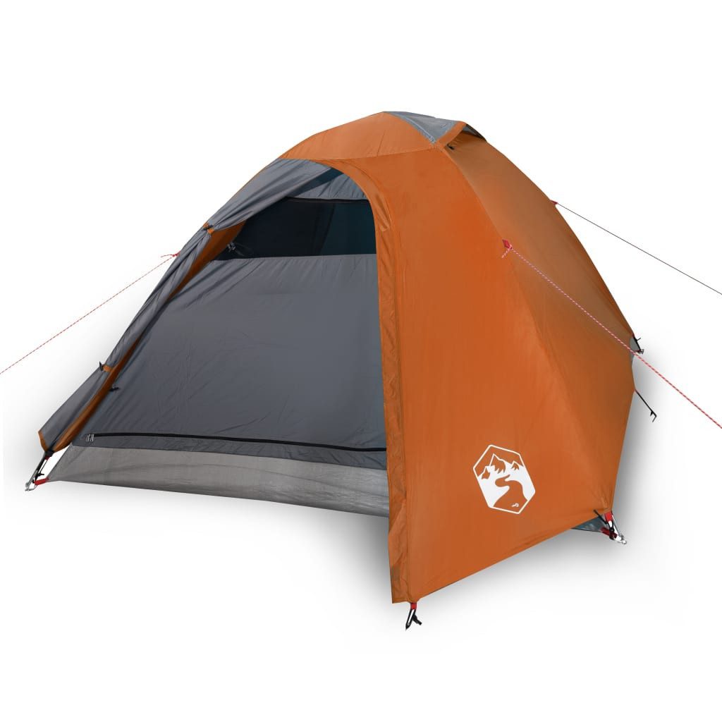 vidaXL Vorzelt Kuppel-Campingzelt 3 Personen Grau und Orange Wasserdicht, (1 tlg)