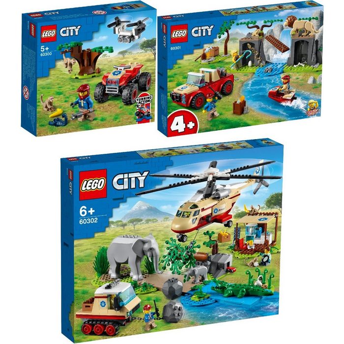 LEGO® Konstruktions-Spielset City 3er Set: 60300 Tierrettungs-Quad + 60301 Tier