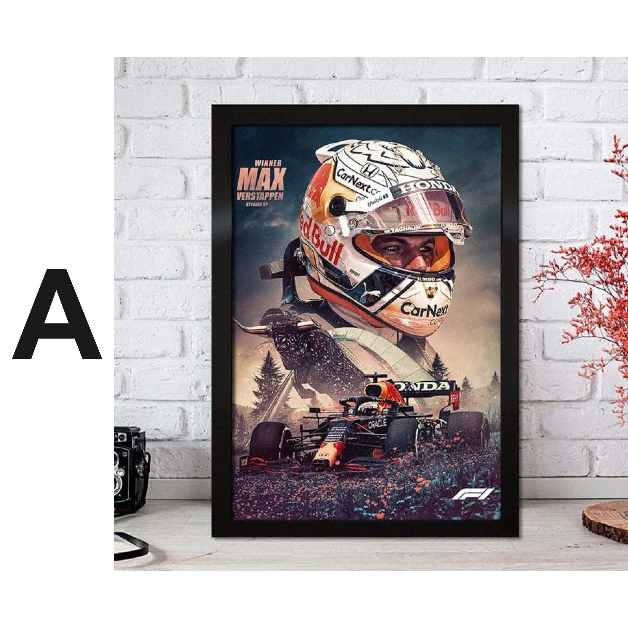 JUSTGOODMOOD Poster Formel 1 Max Verstappen Rennfahrer Helm Rennwagen Red Bull Deko Print, H (1 St)