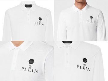 PHILIPP PLEIN Poloshirt PHILIPP PLEIN Polo Shirt Polohemd Leather PP Hexagon Patch Hemd T-shir