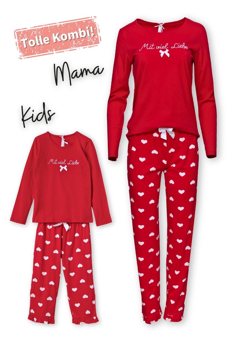 Louis & Louisa Pyjama Pyjama Kinder - MIT VIEL LIEBE - rot/weiß – Bild 4 von 4