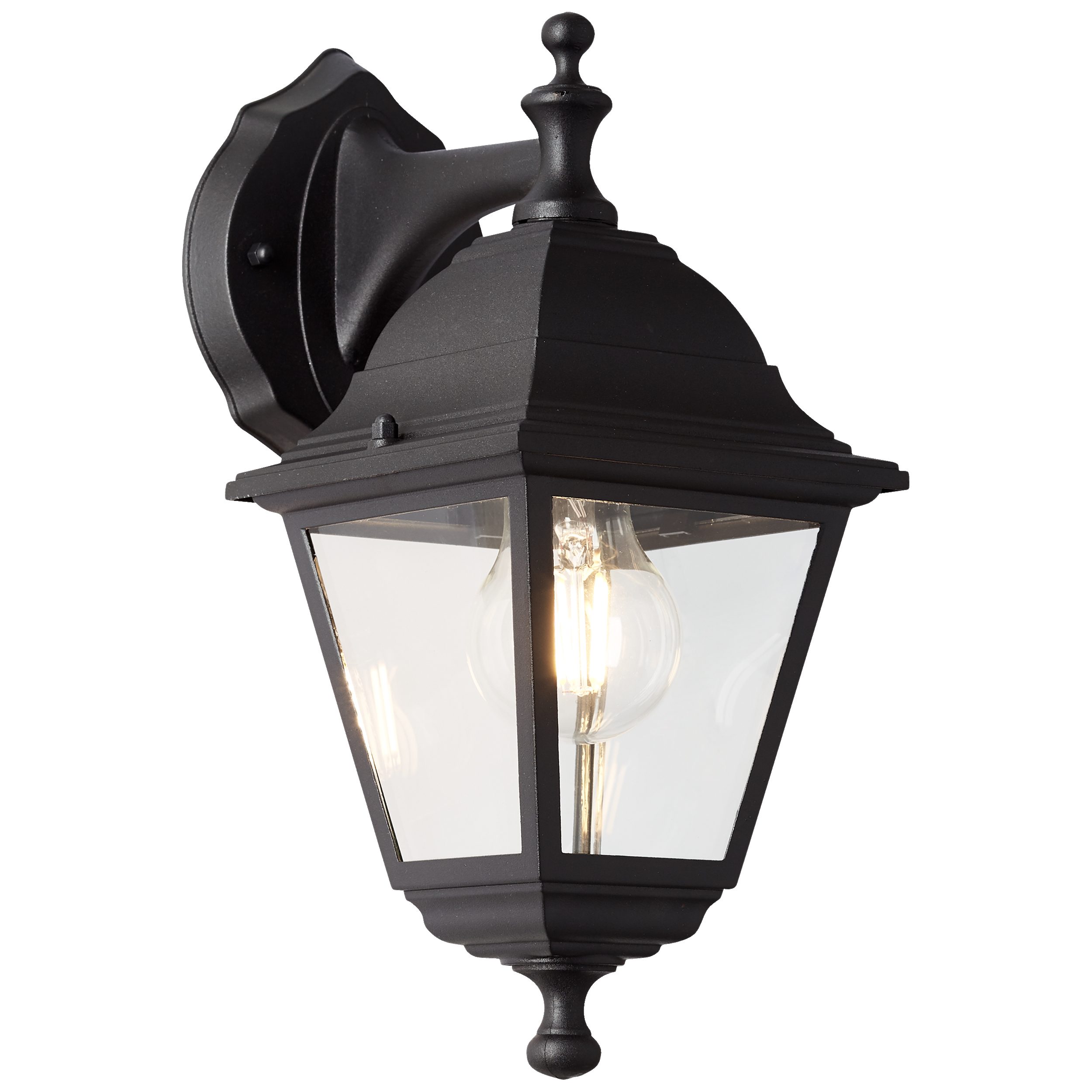 Lightbox Wandleuchte, ohne Leuchtmittel, Außen Wandlampe, 31x14x19cm, E27, max. 60W, IP44, Metall/Glas, schwarz