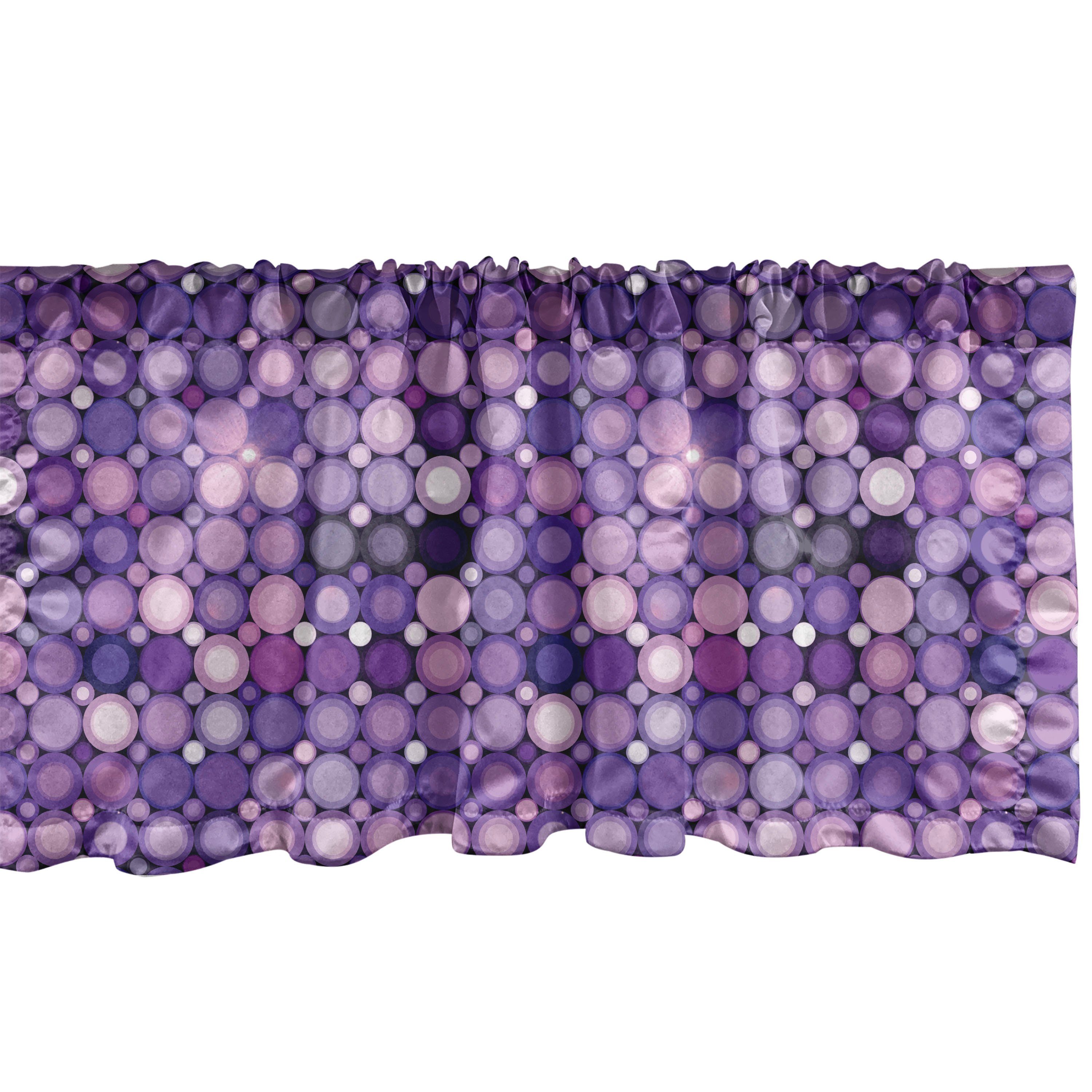 Scheibengardine Vorhang Volant für Küche Schlafzimmer Dekor mit Stangentasche, Abakuhaus, Microfaser, Modern Geometrische Violet Kreise