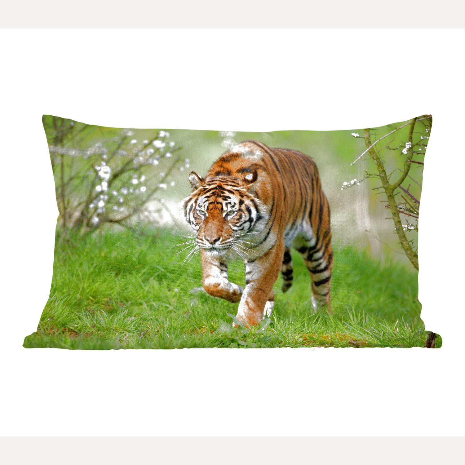 MuchoWow Dekokissen Nahaufnahme eines Sumatra-Tigers, Wohzimmer Dekoration, Zierkissen, Dekokissen mit Füllung, Schlafzimmer
